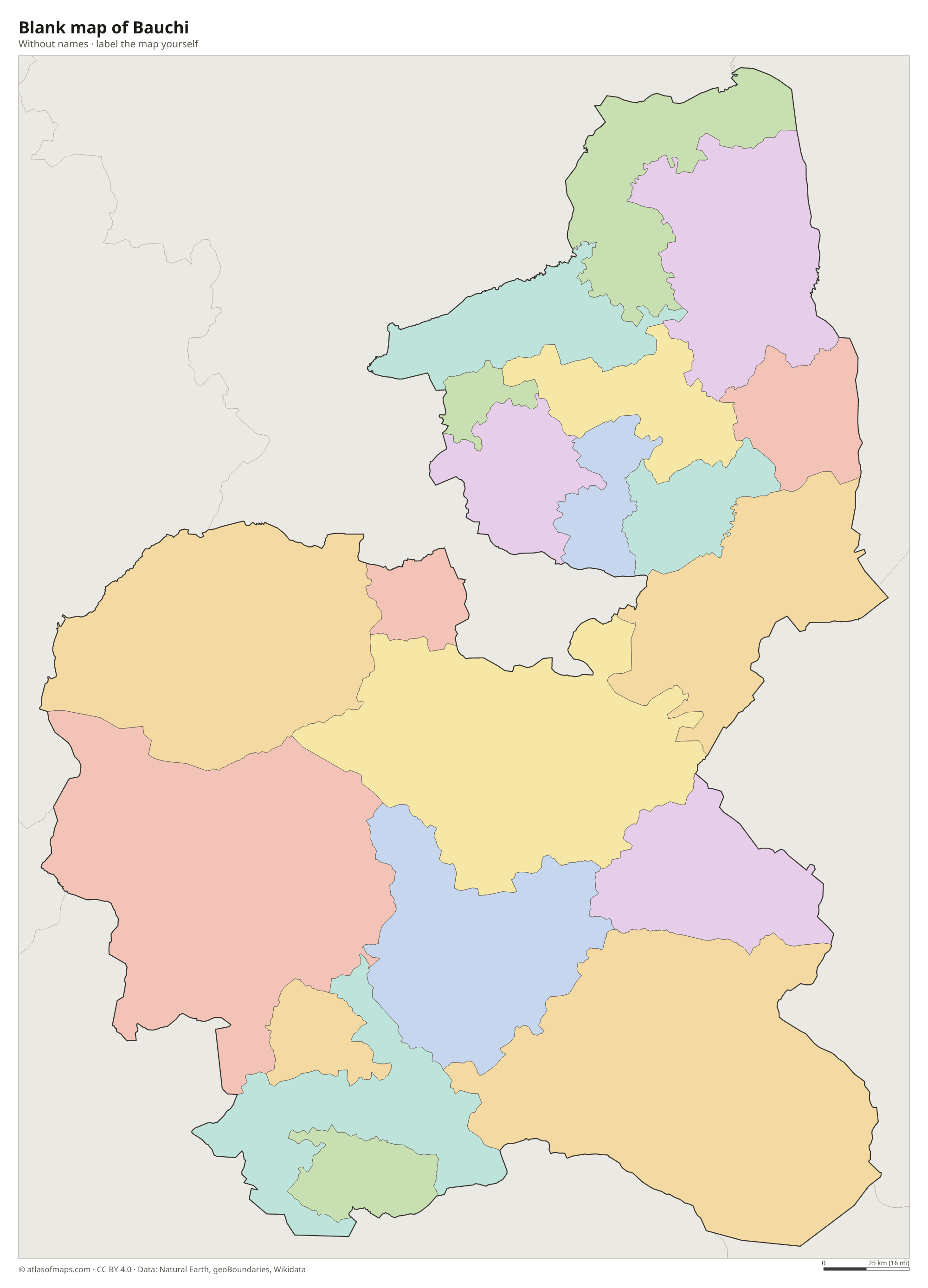 Blank map of Bauchi without names