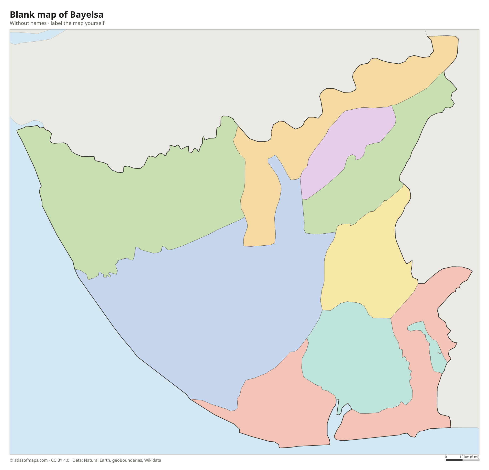 Blank map of Bayelsa without names