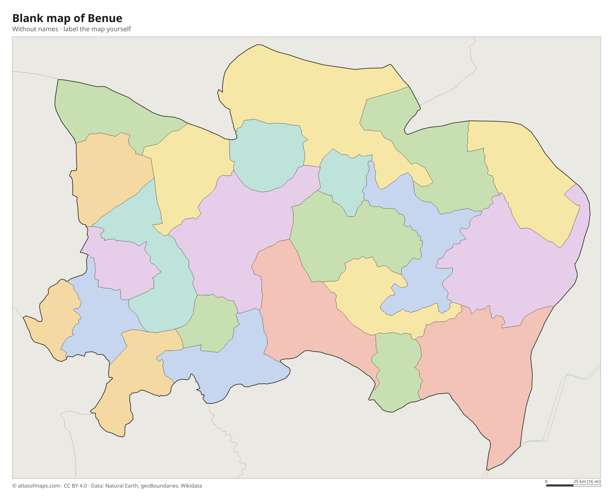 Blank map of Benue without names