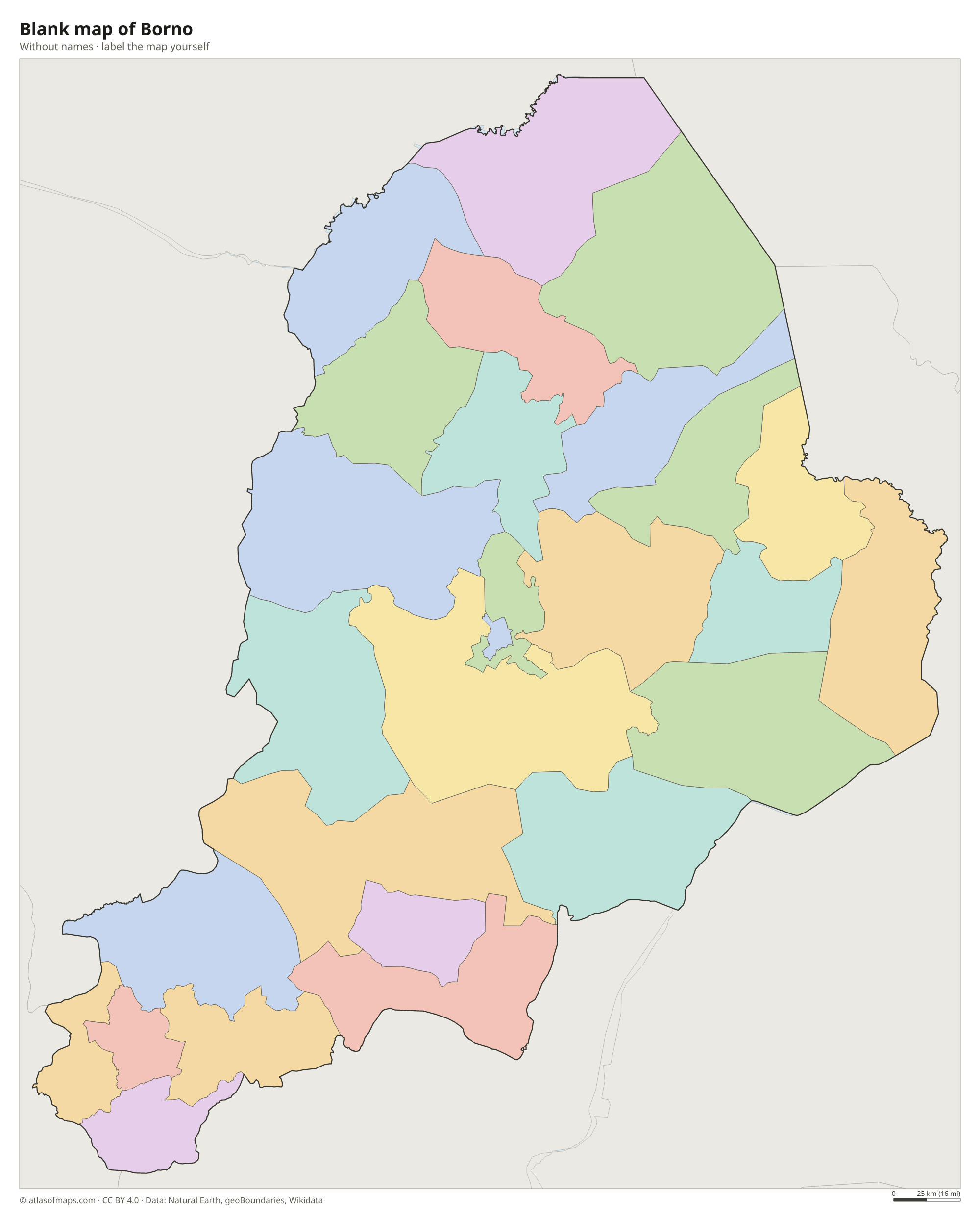 Blank map of Borno without names