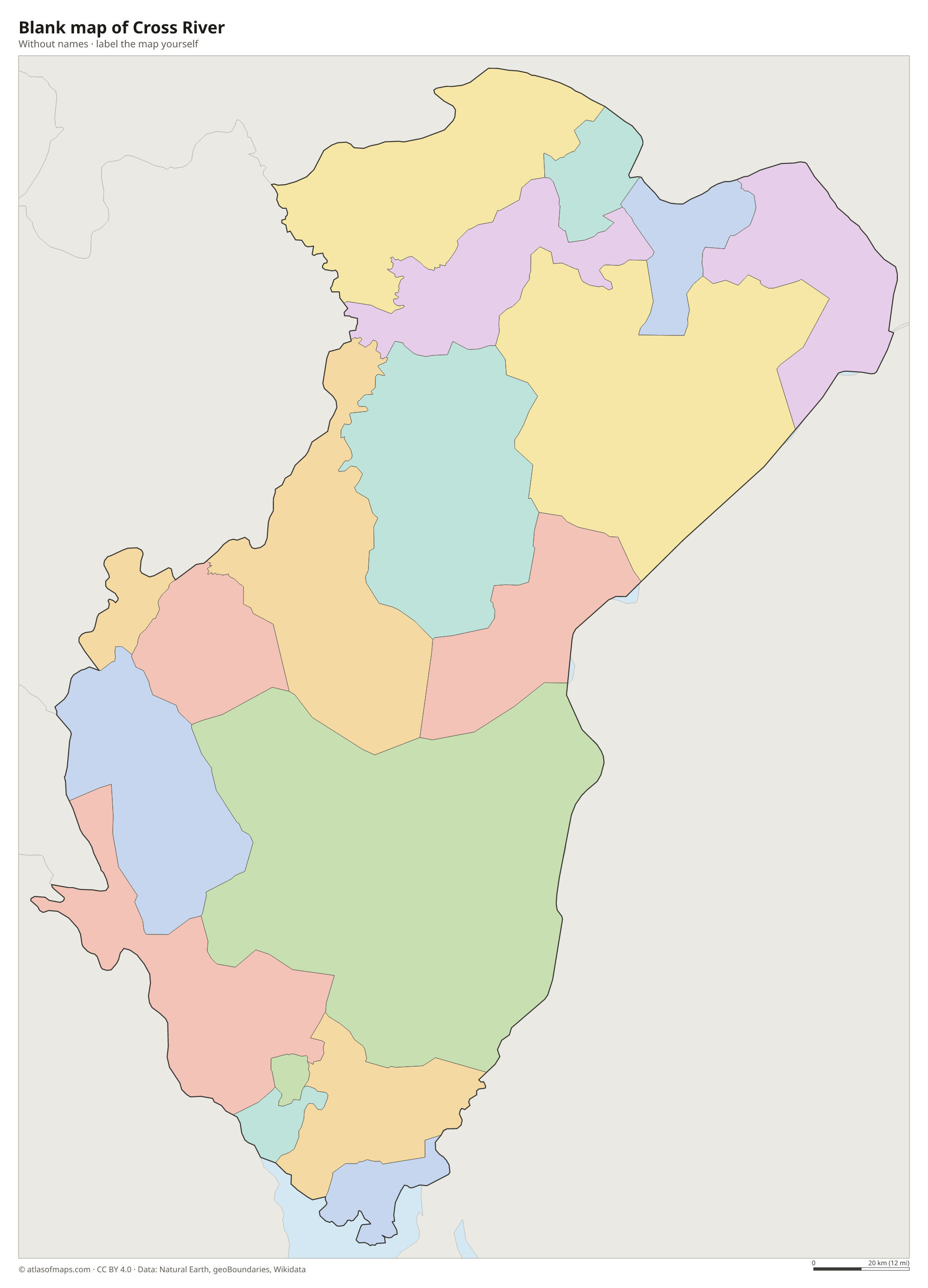 Blank map of Cross River without names