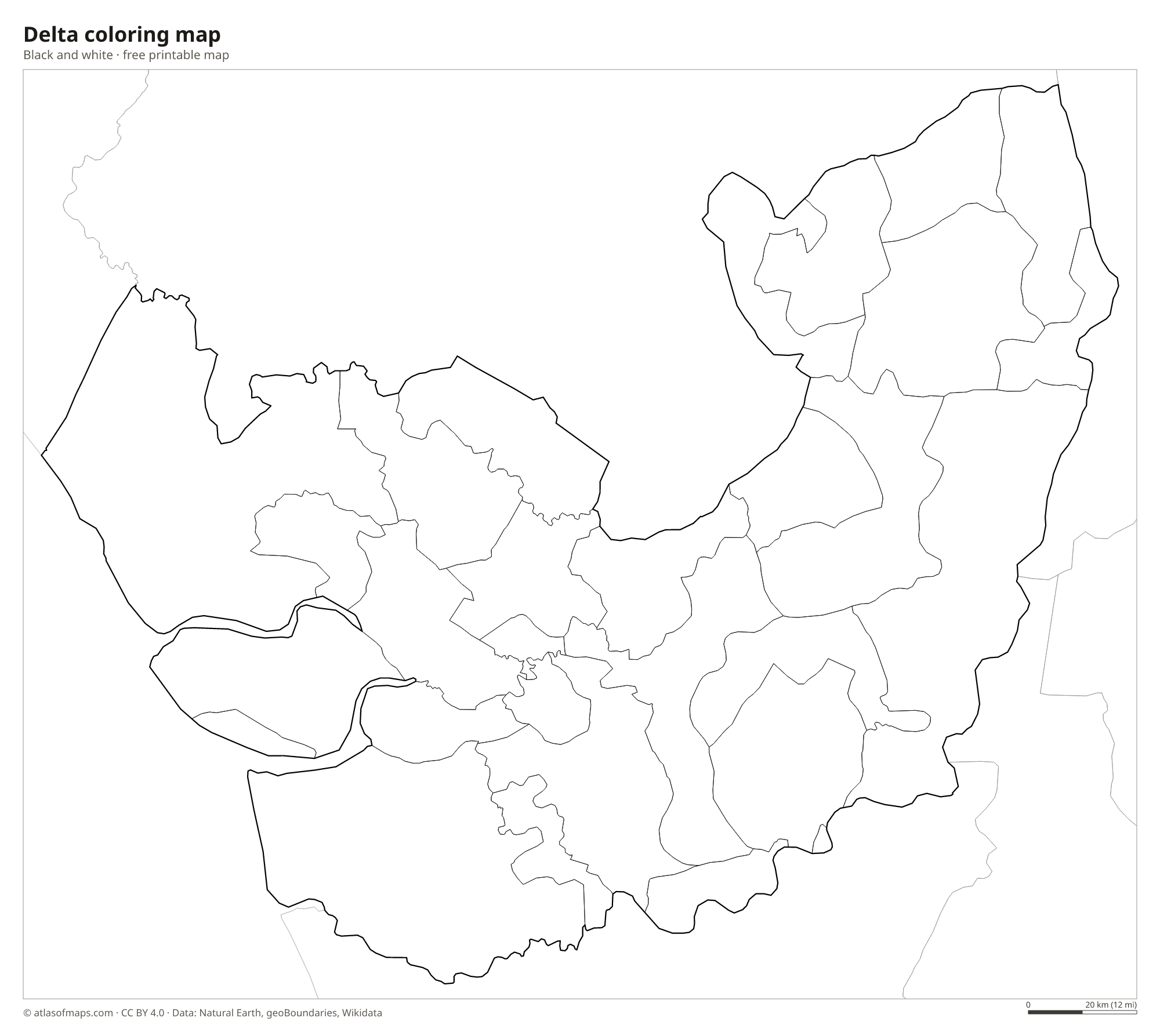 Black-and-white coloring map of Delta