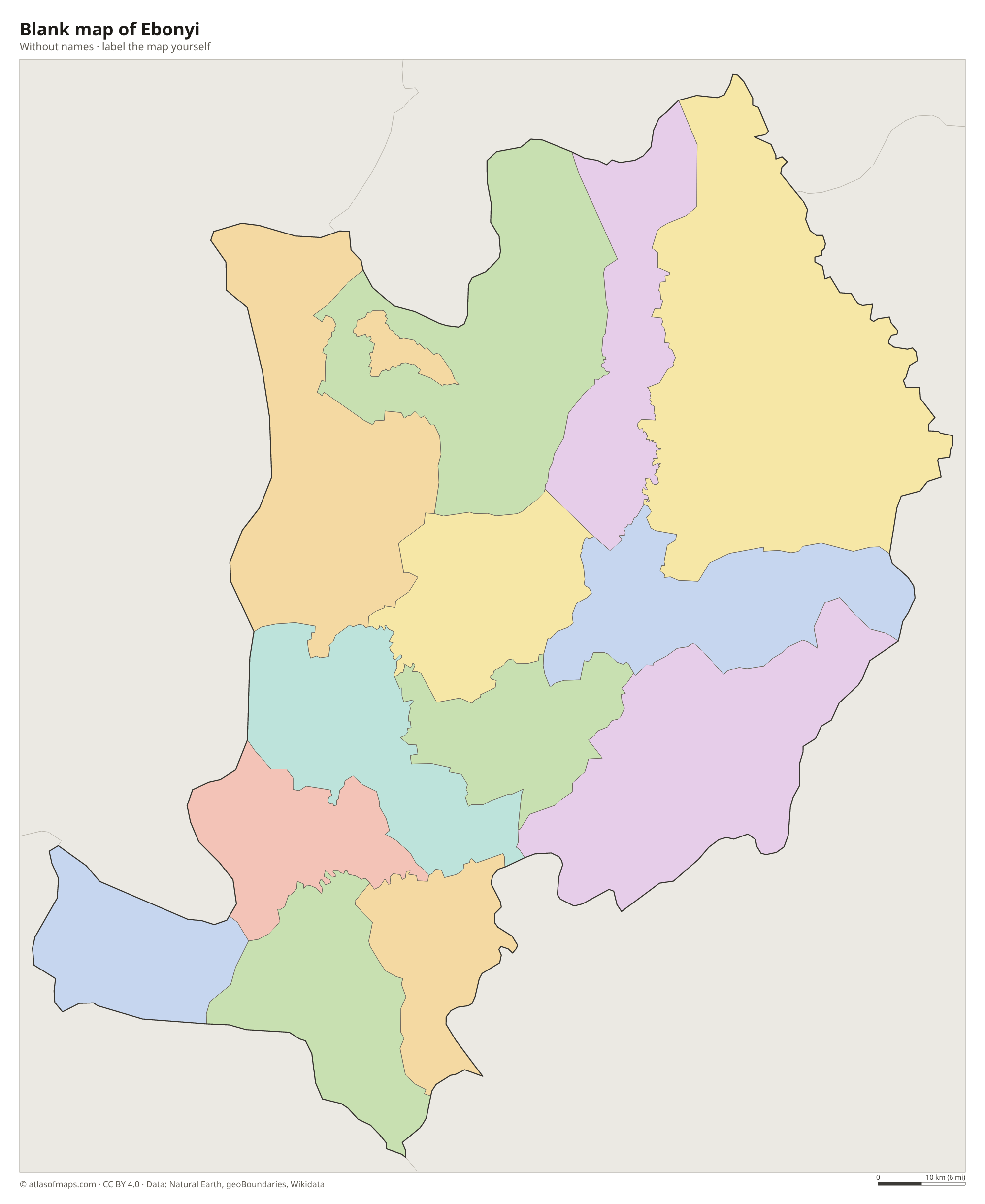 Blank map of Ebonyi without names