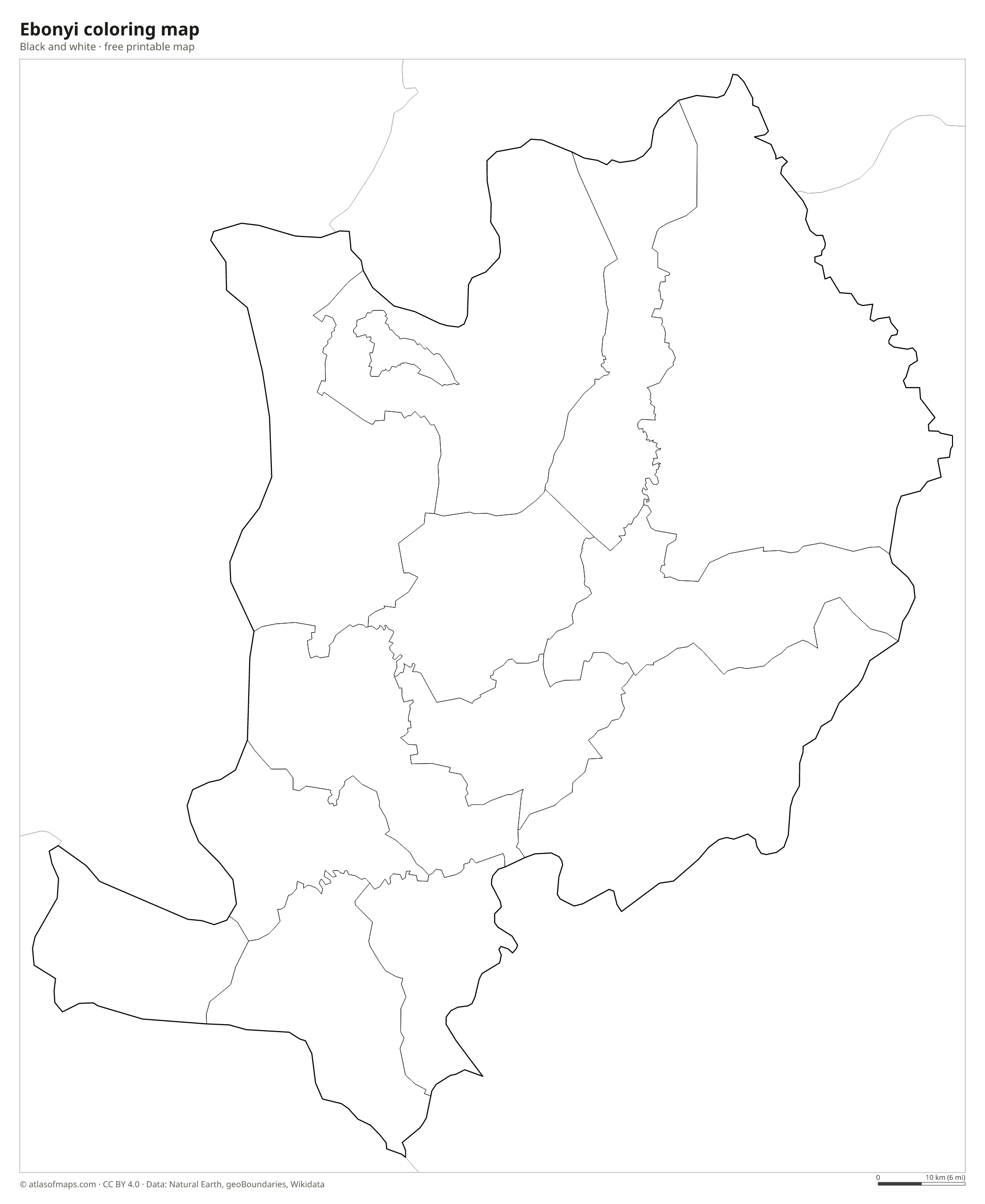 Black-and-white coloring map of Ebonyi