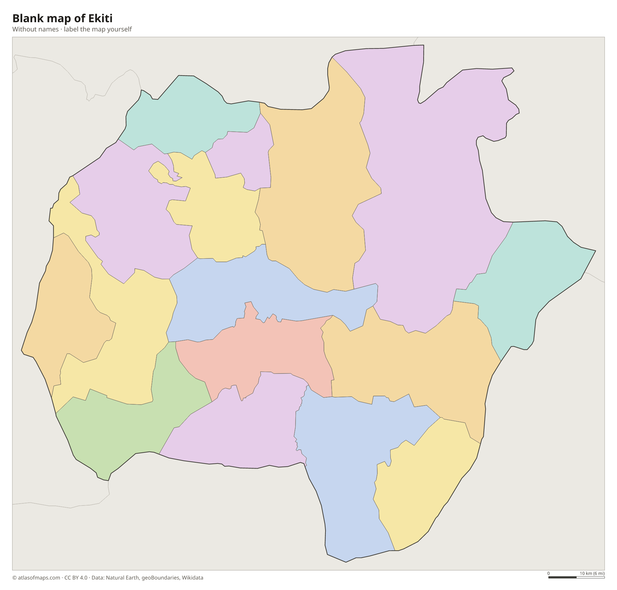 Blank map of Ekiti without names