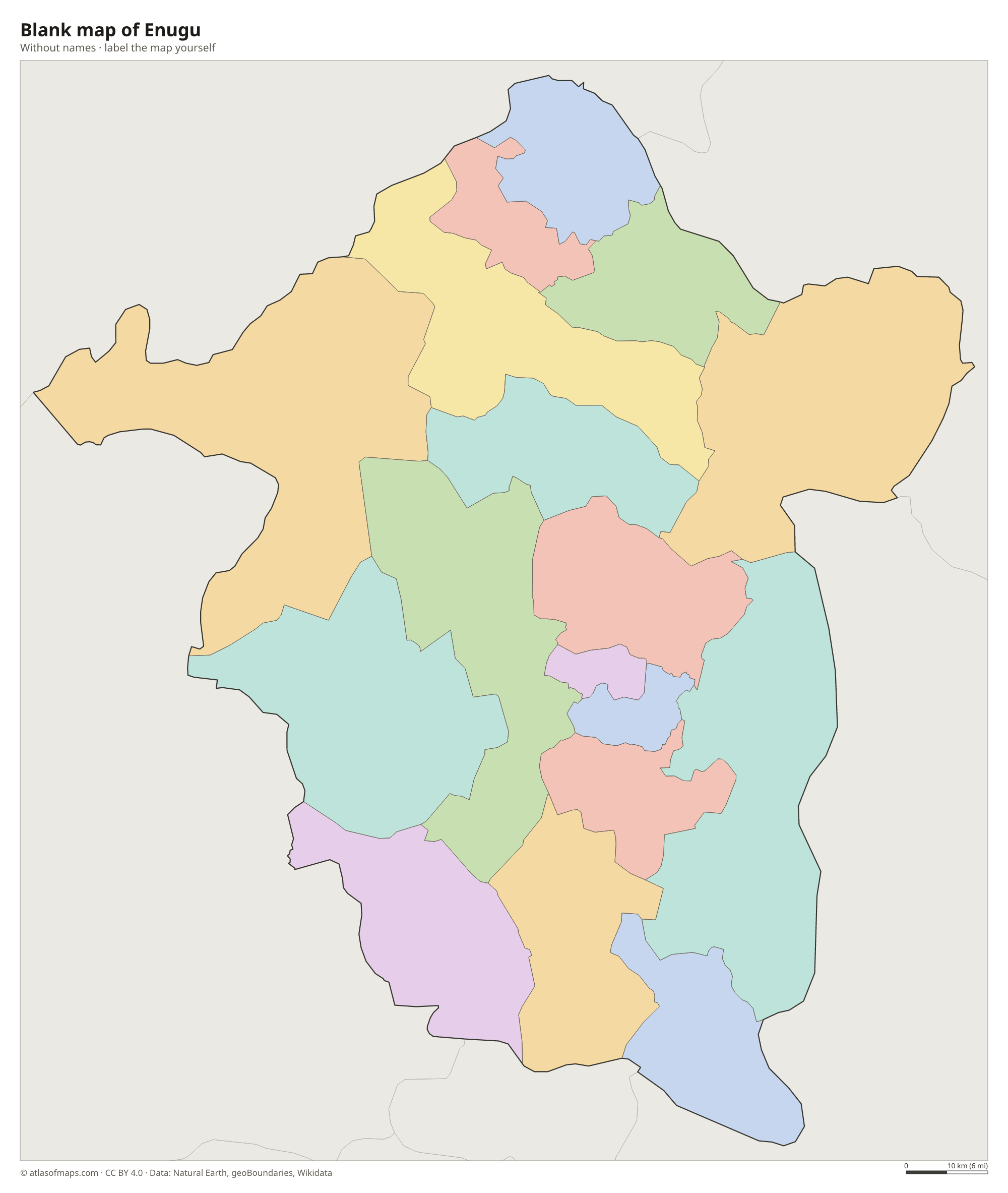 Blank map of Enugu without names