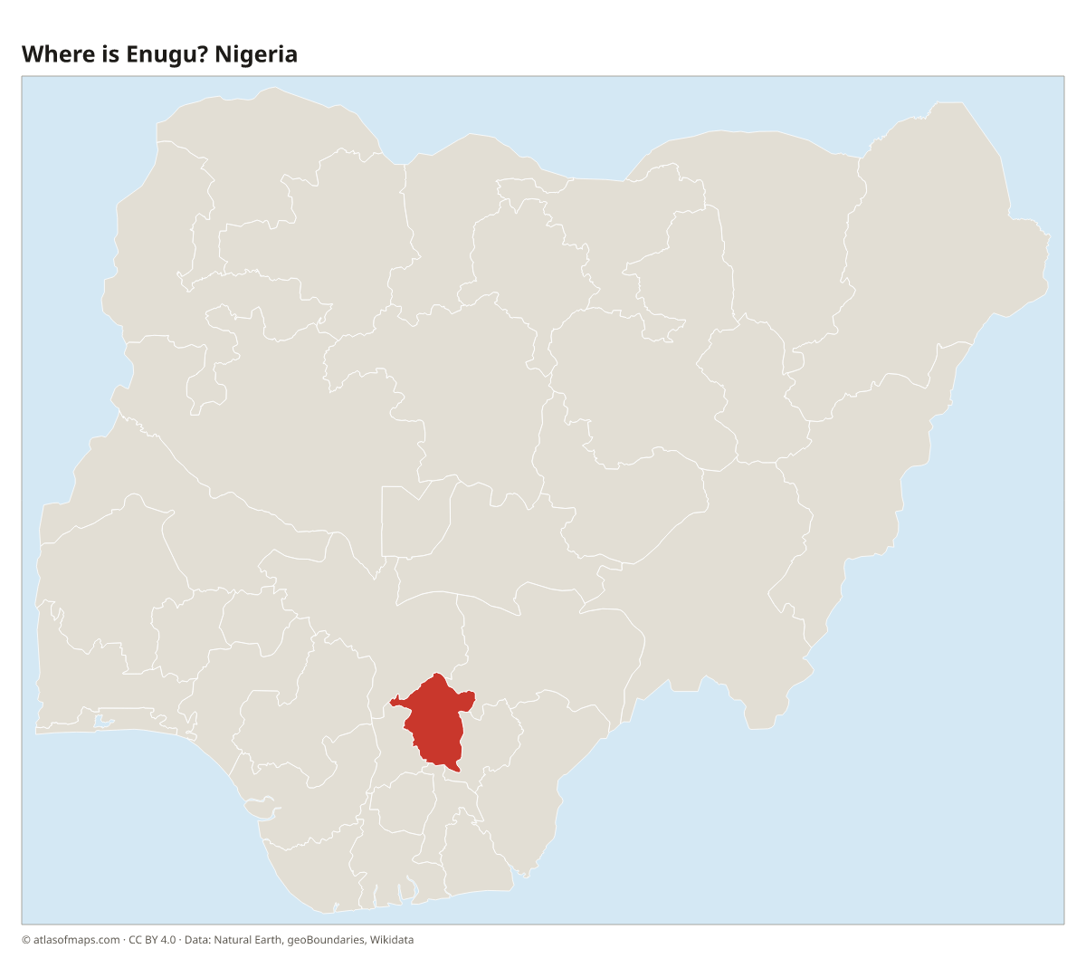 Location of Enugu in Nigeria