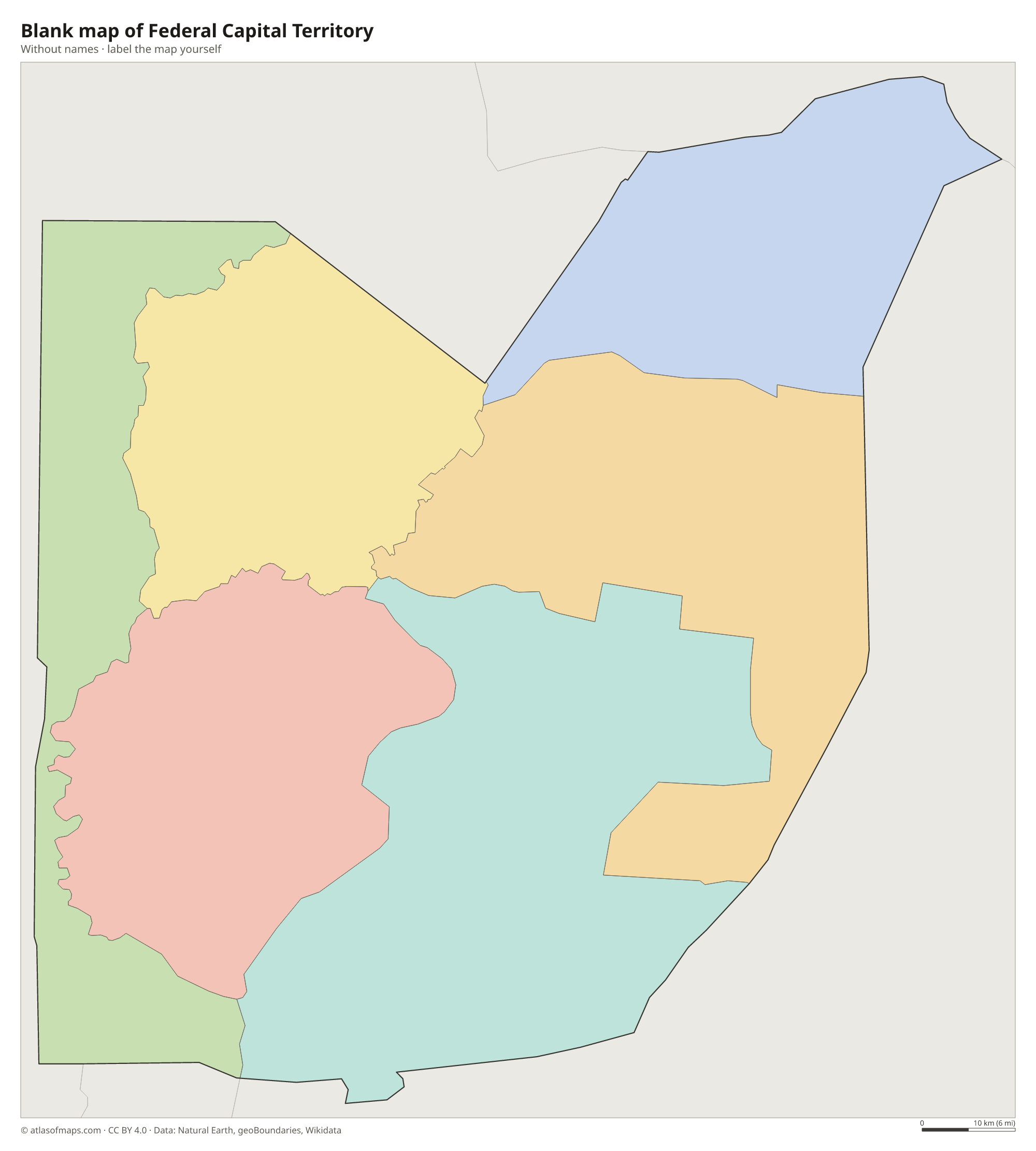 Blank map of Federal Capital Territory without names