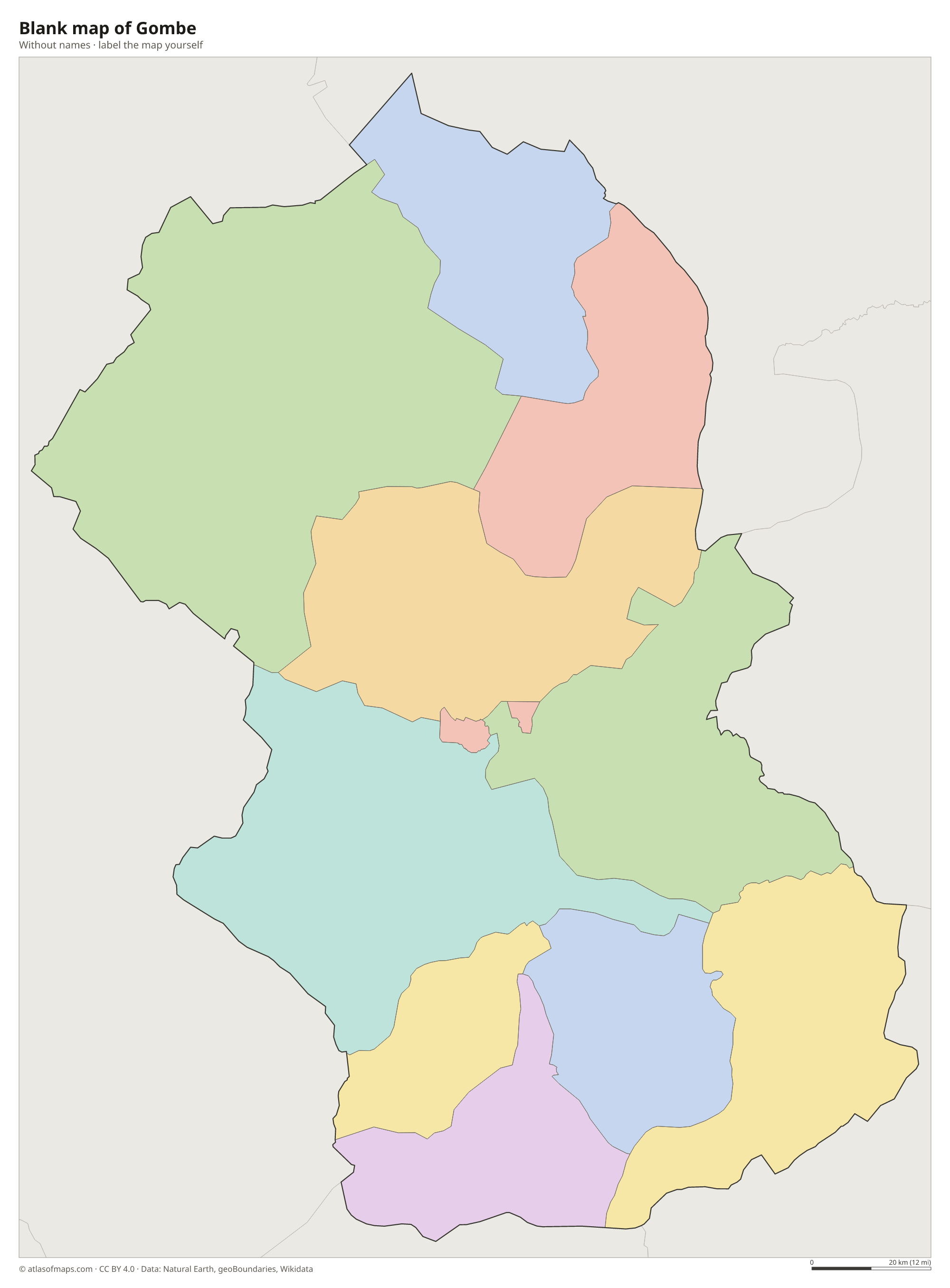 Blank map of Gombe without names