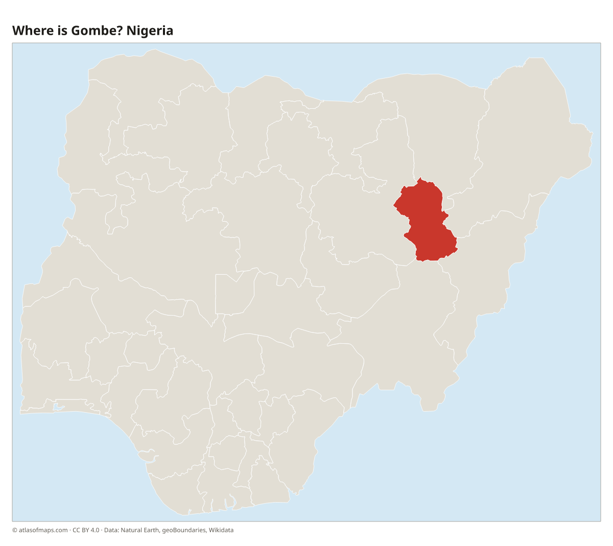 Location of Gombe in Nigeria