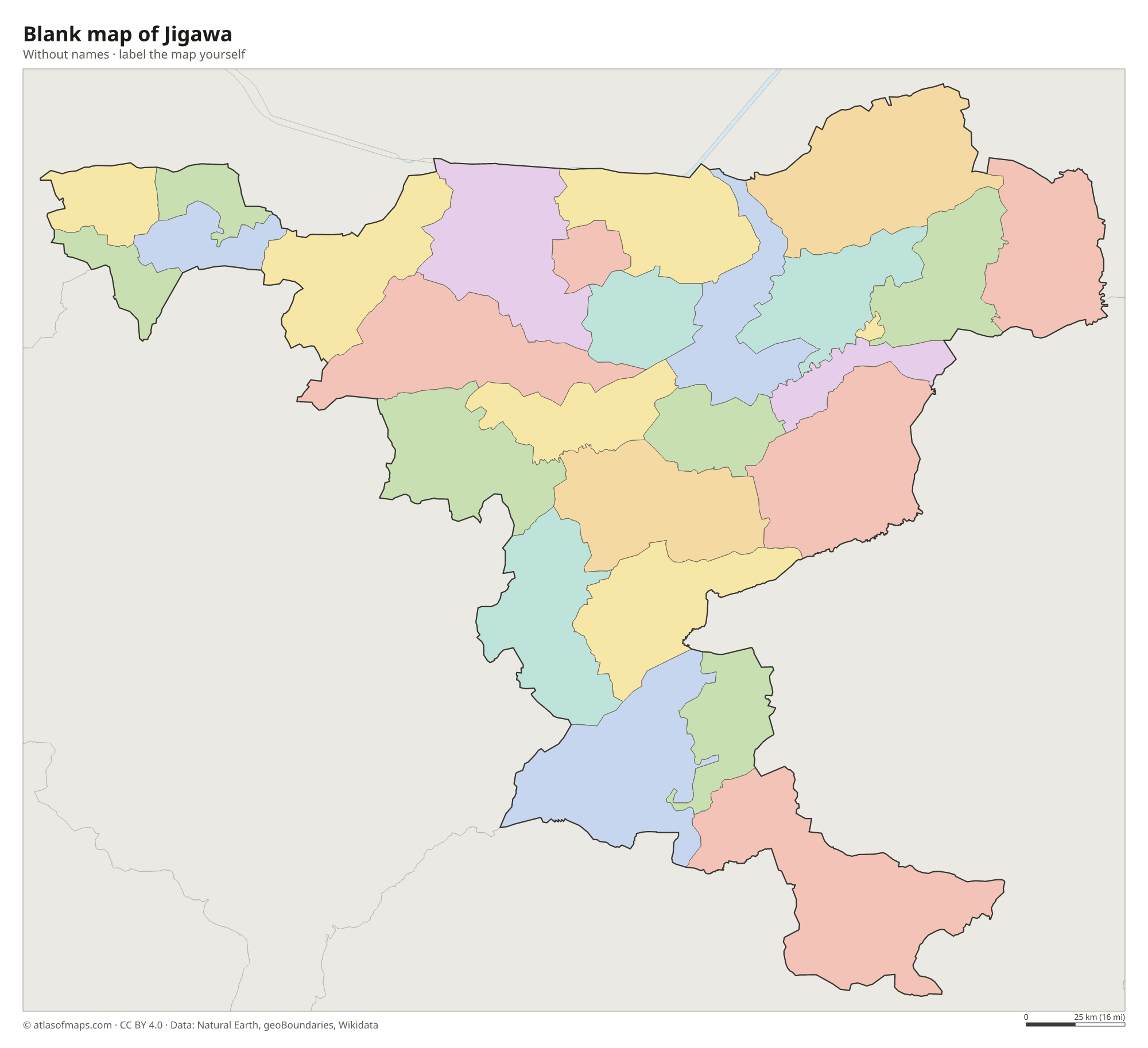 Blank map of Jigawa without names