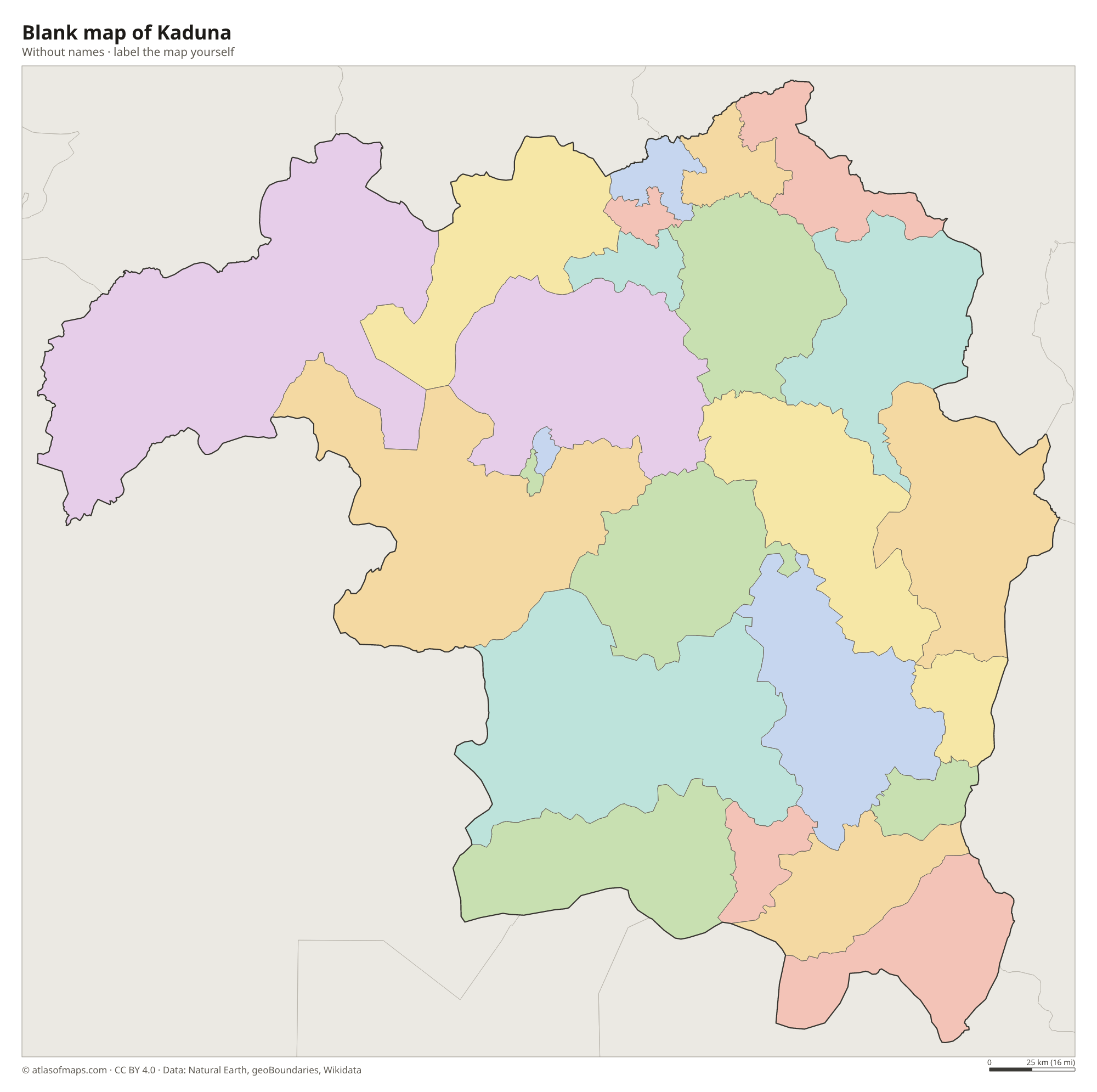 Blank map of Kaduna without names