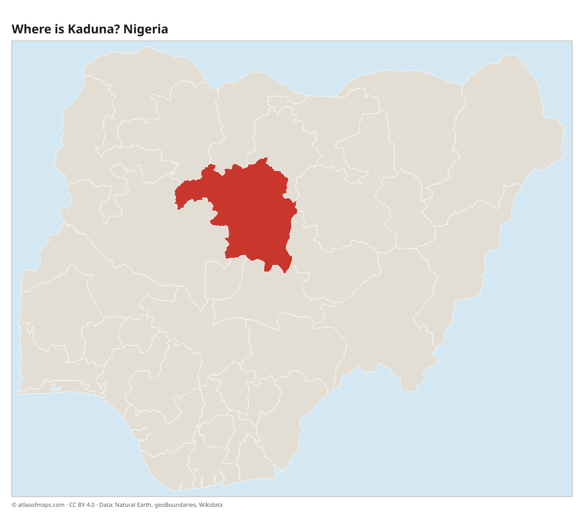 Location of Kaduna in Nigeria
