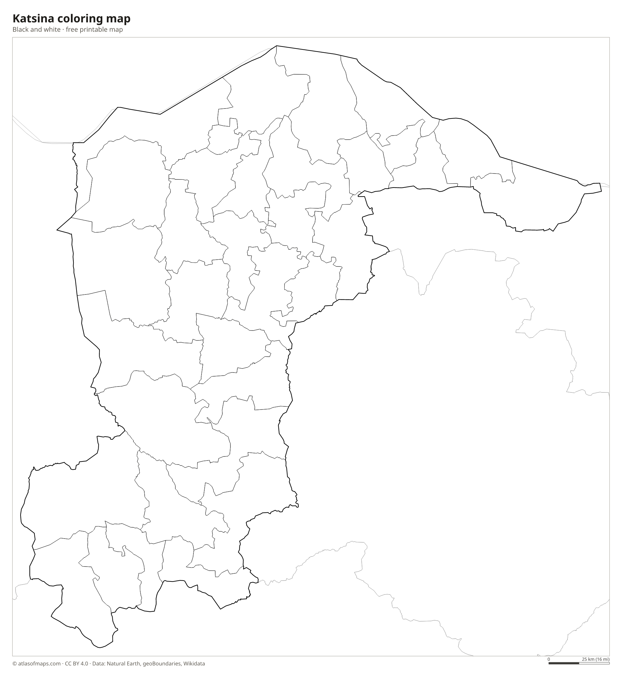 Black-and-white coloring map of Katsina