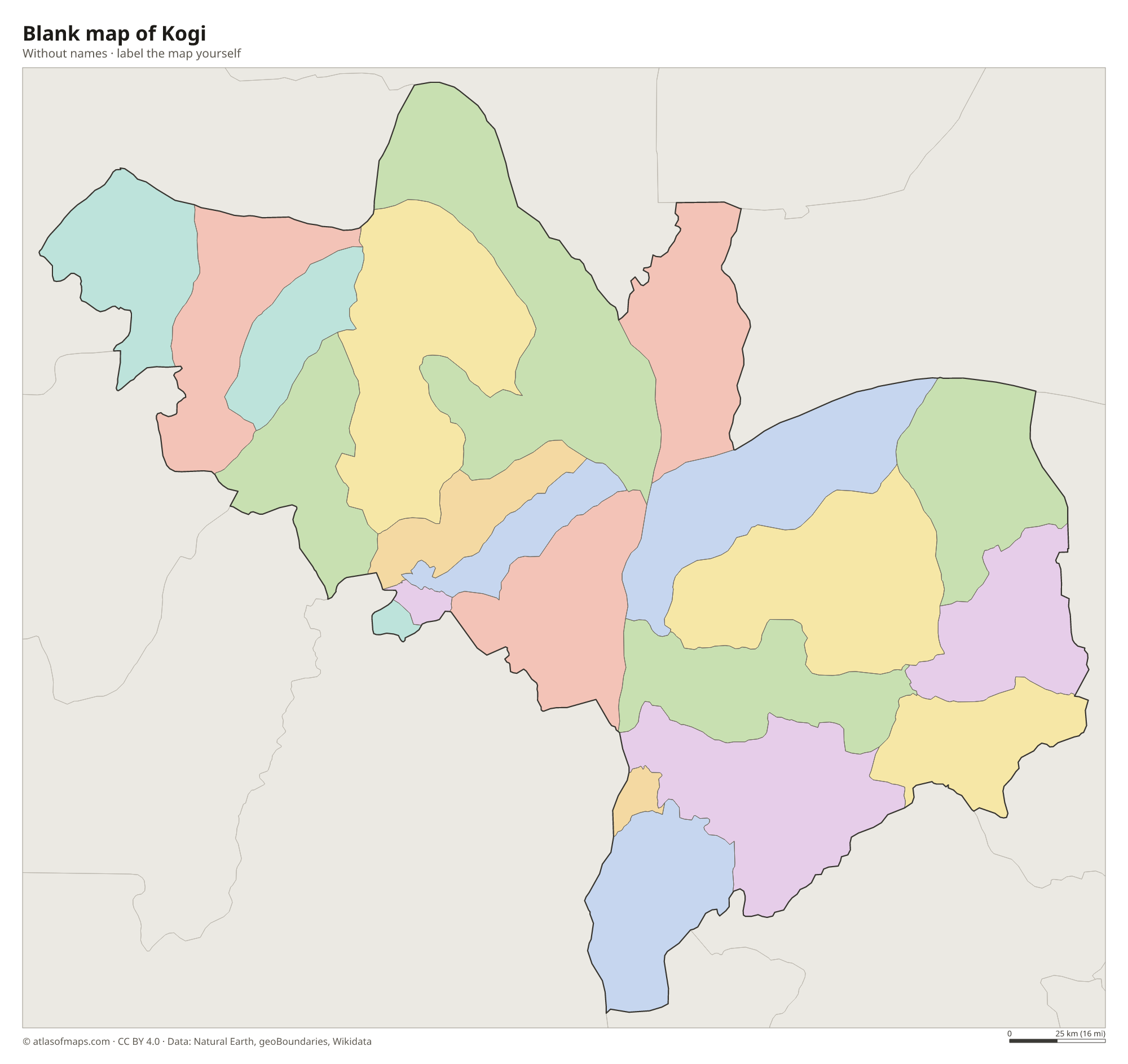 Blank map of Kogi without names