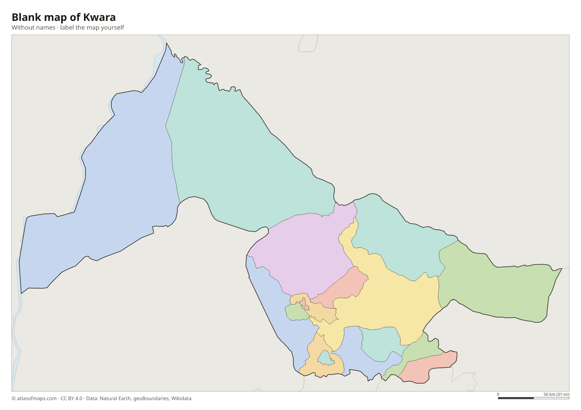 Blank map of Kwara without names