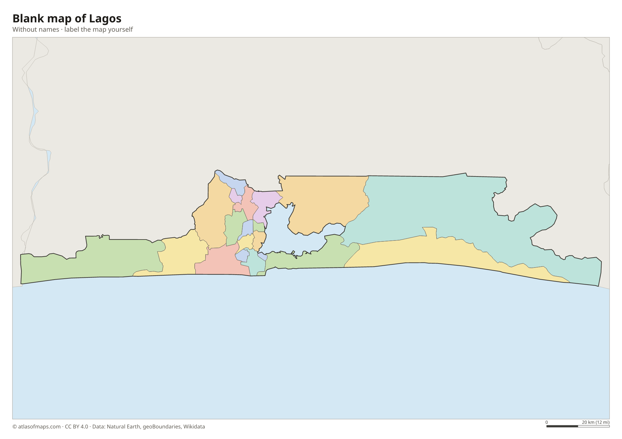 Blank map of Lagos without names