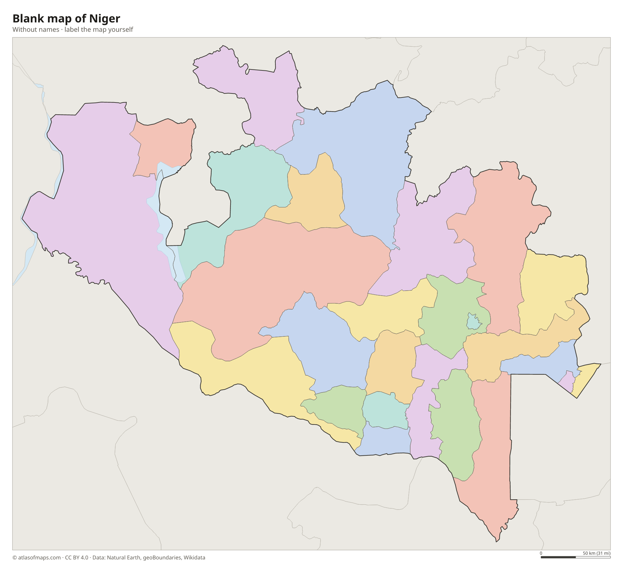 Blank map of Niger without names