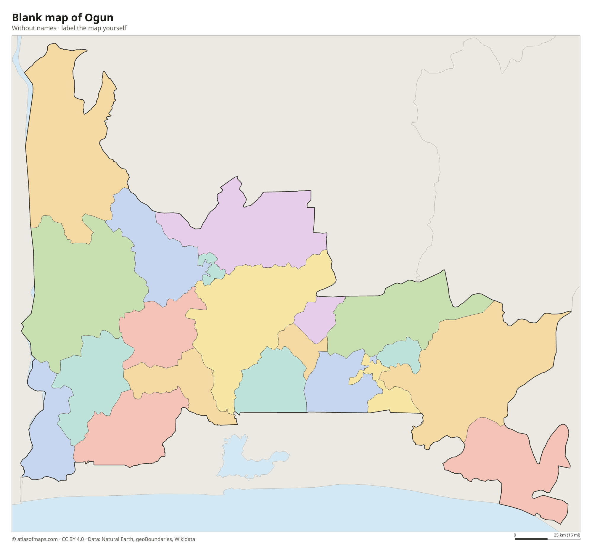 Blank map of Ogun without names