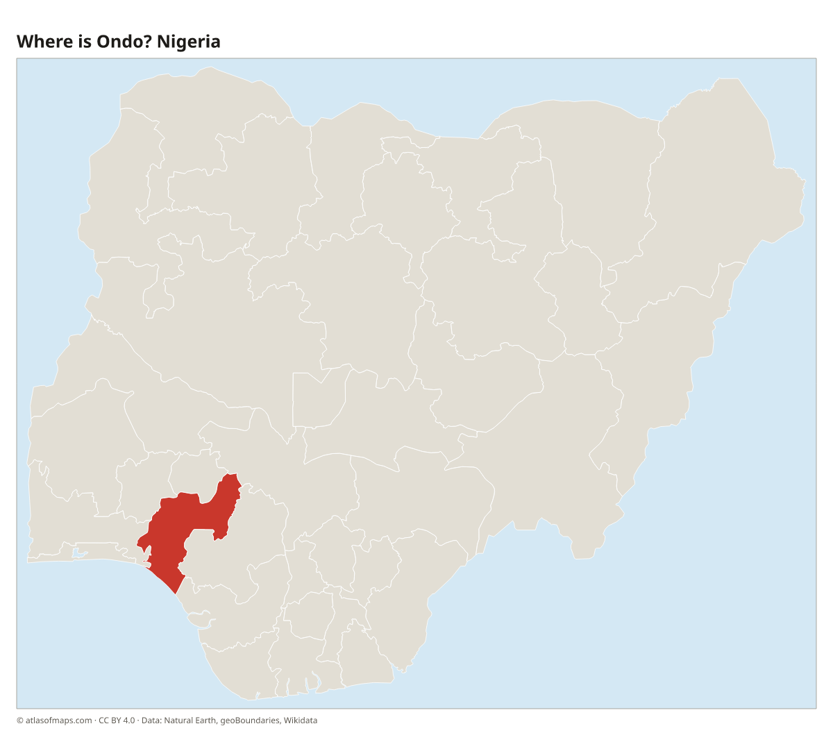 Location of Ondo in Nigeria