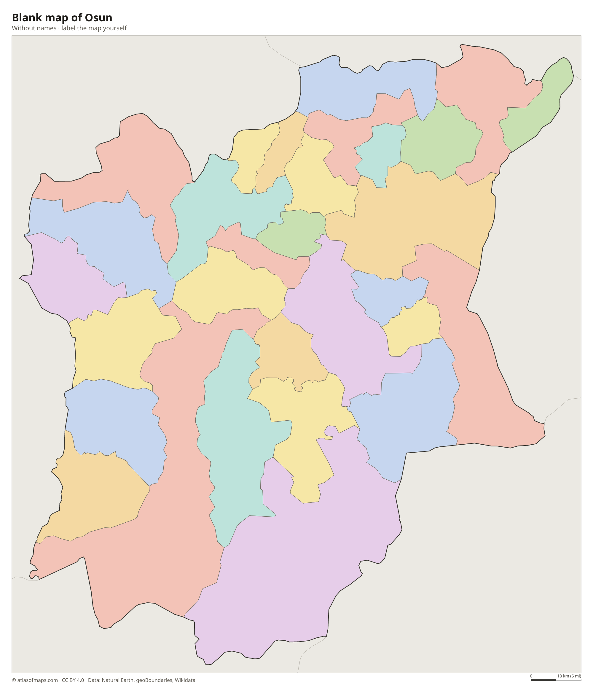 Blank map of Osun without names