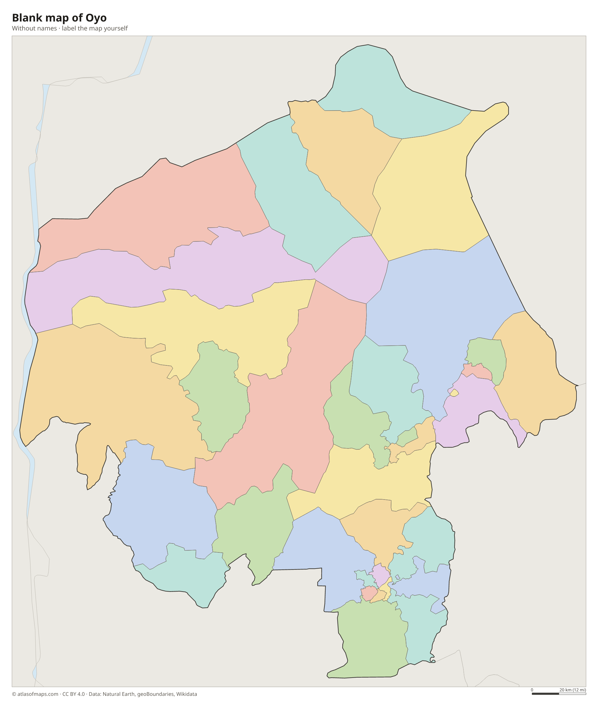Blank map of Oyo without names