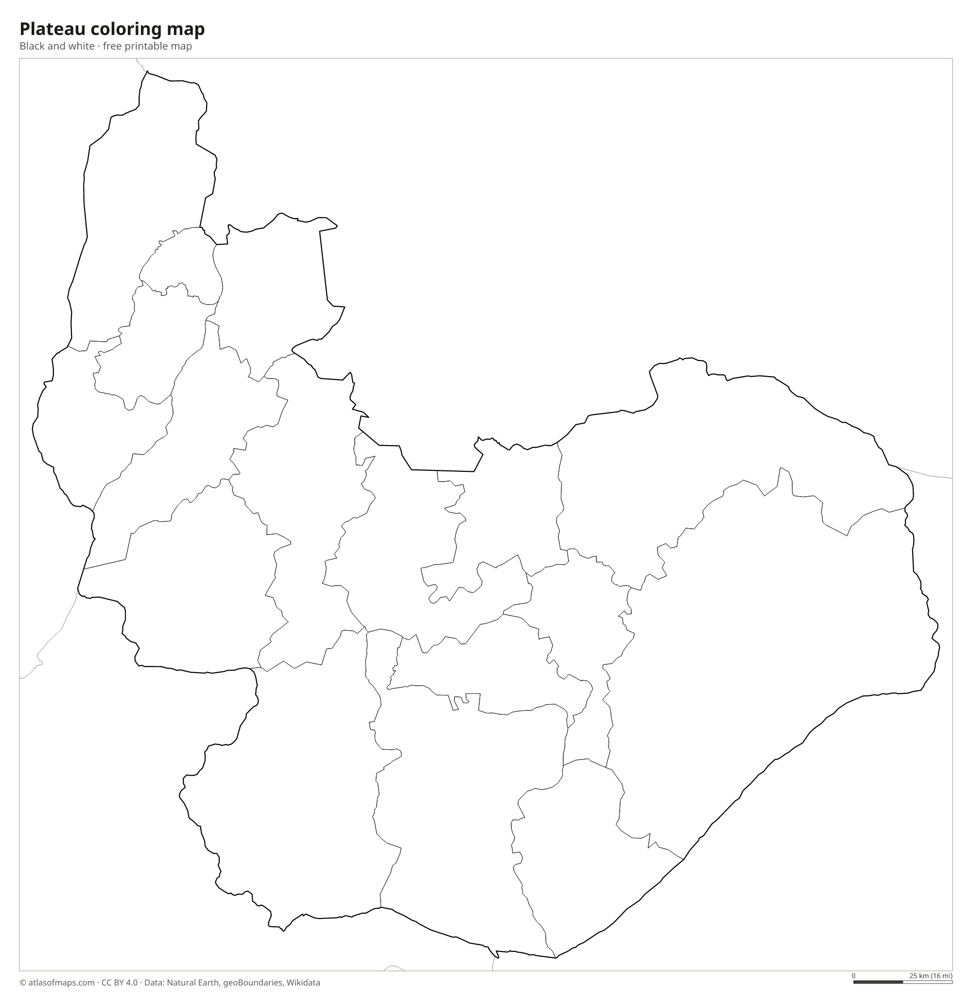 Black-and-white coloring map of Plateau