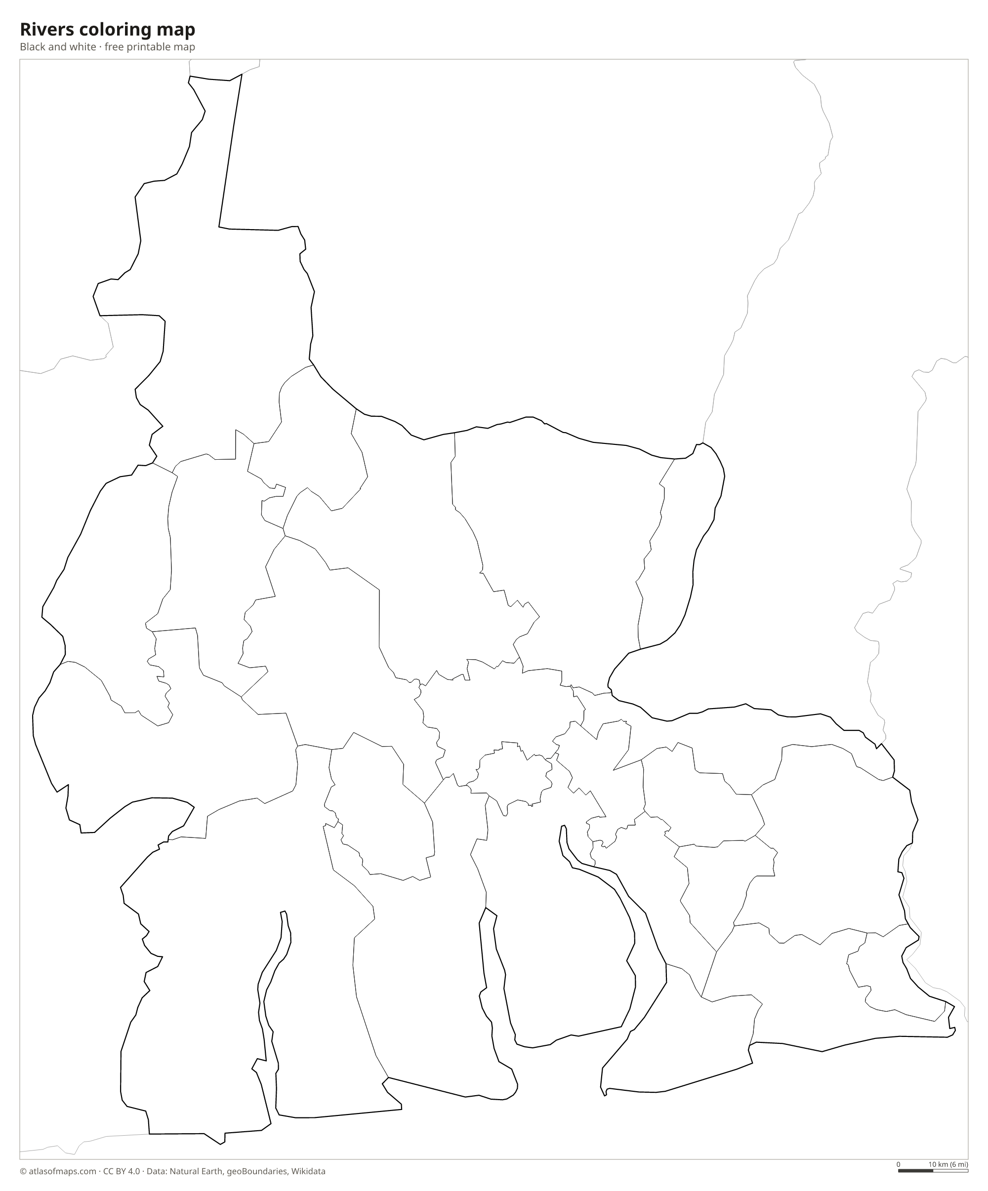 Black-and-white coloring map of Rivers