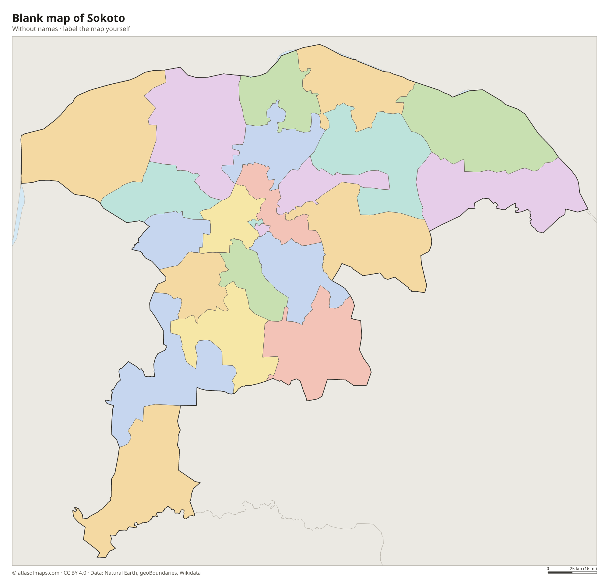 Blank map of Sokoto without names