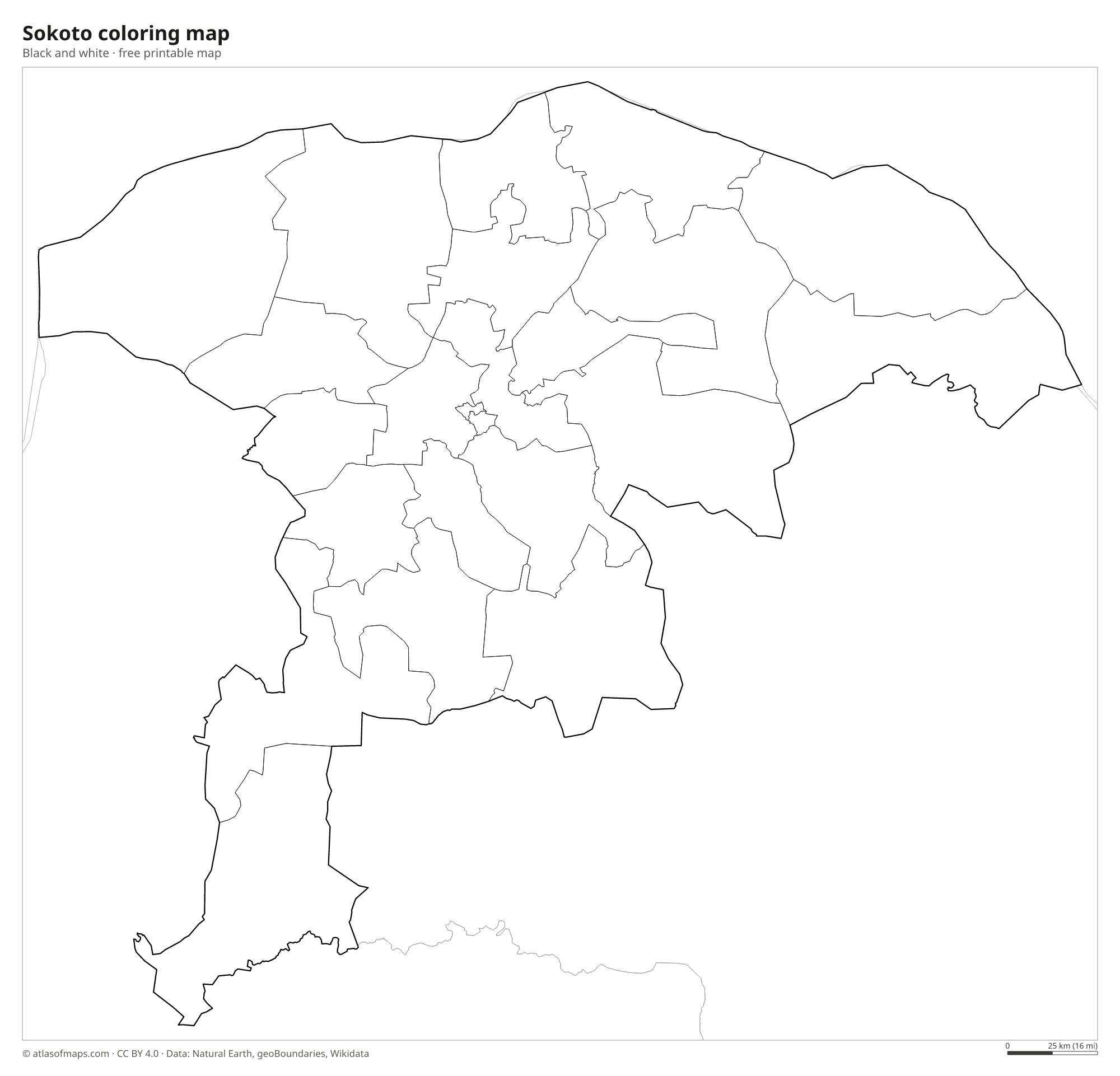 Black-and-white coloring map of Sokoto