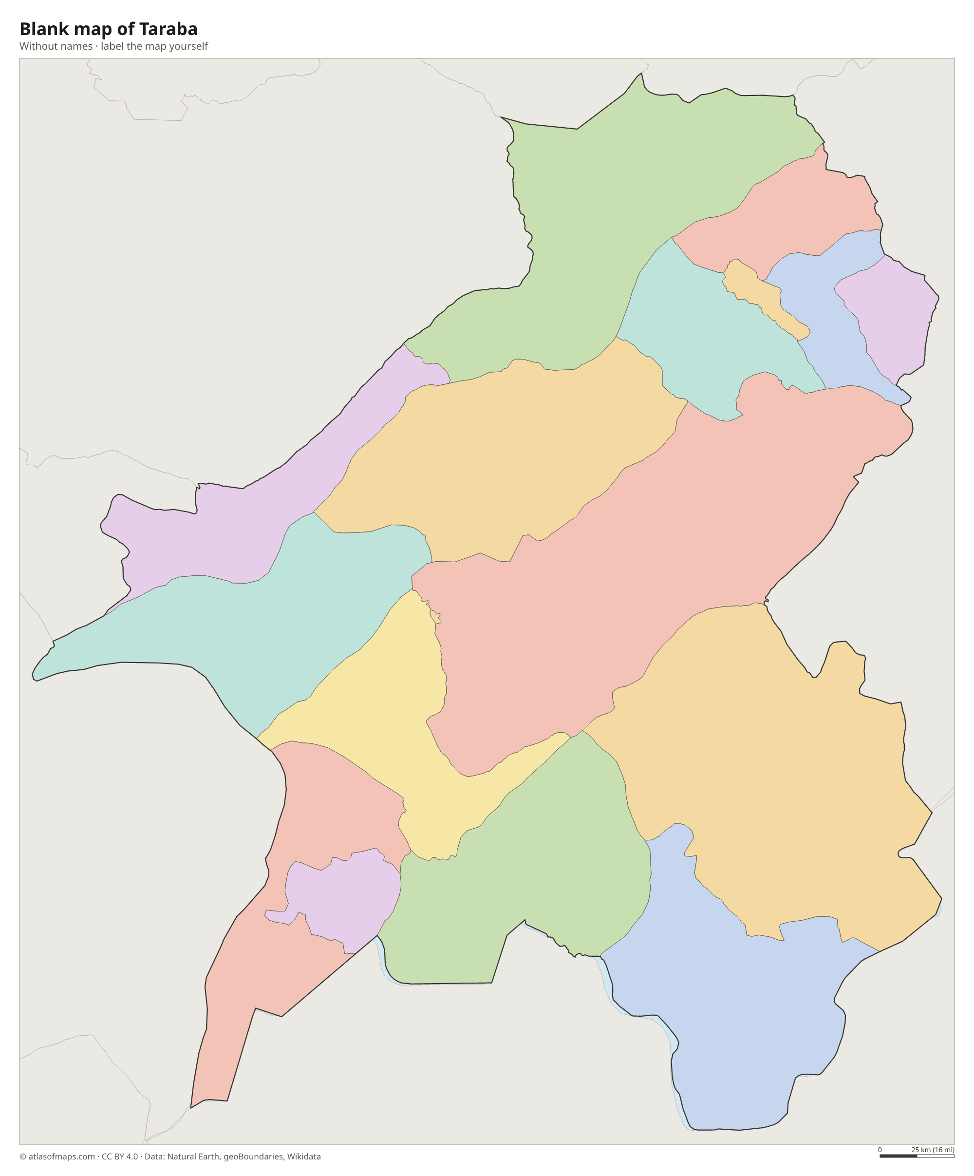 Blank map of Taraba without names