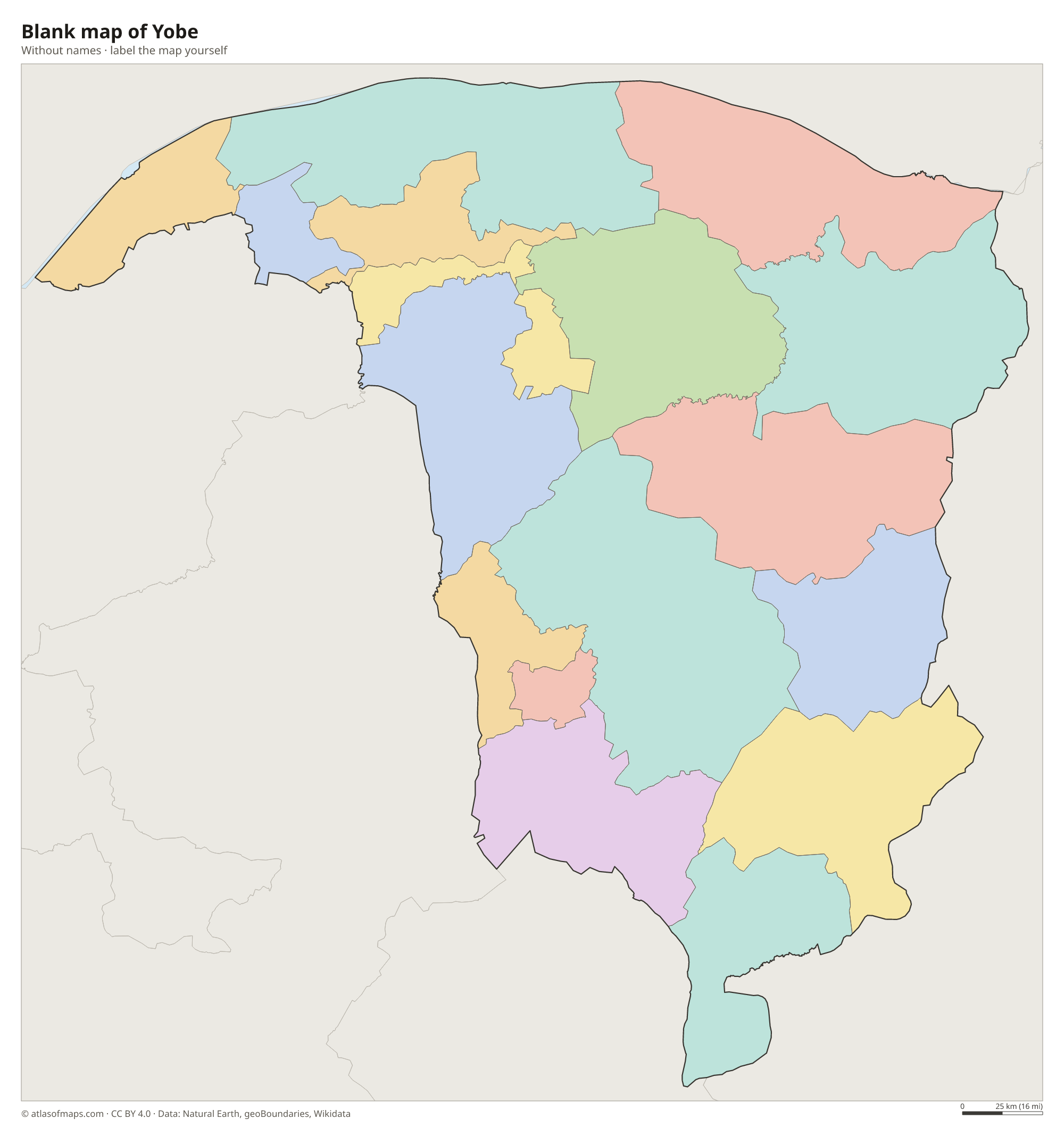 Blank map of Yobe without names