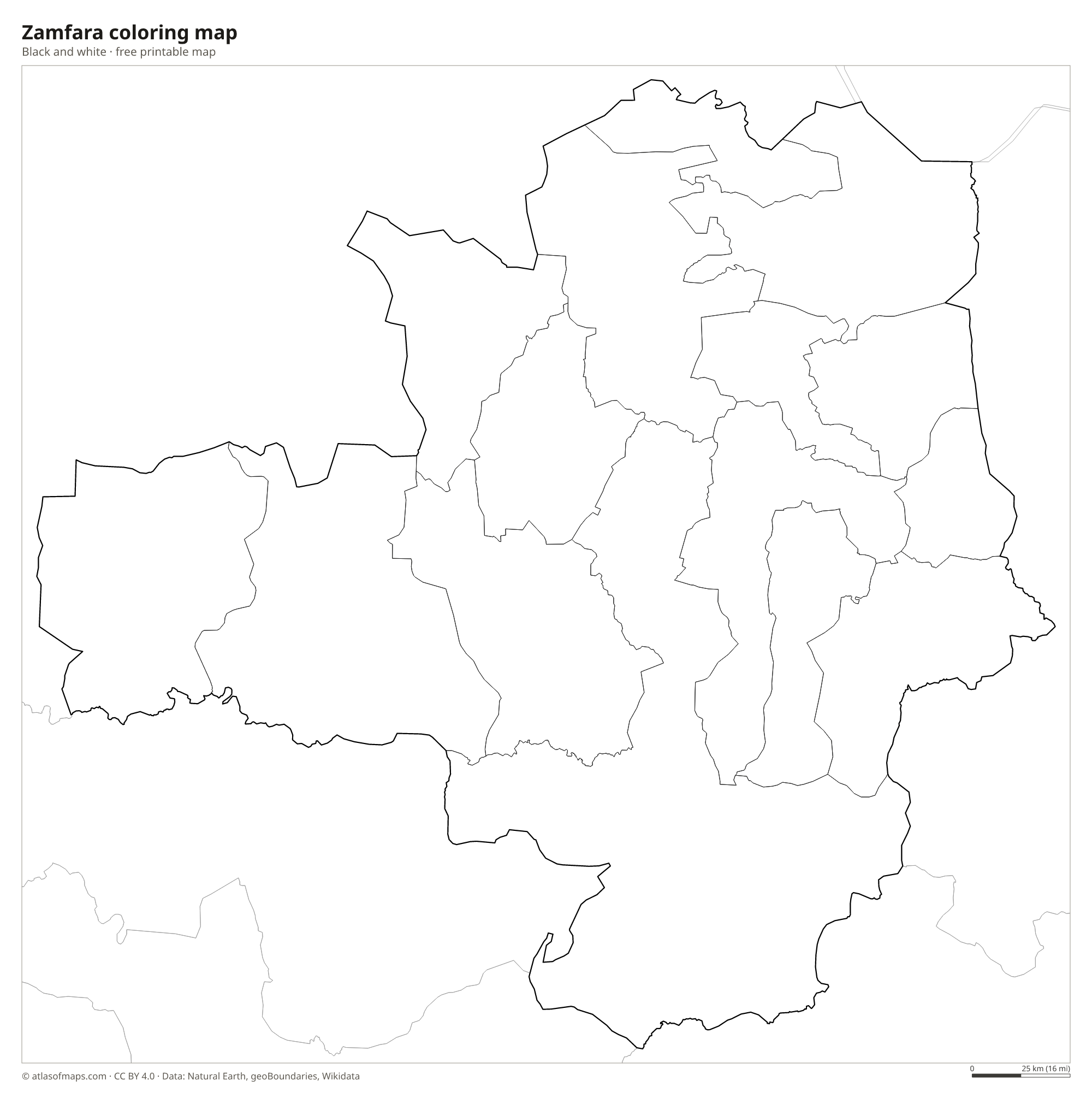 Black-and-white coloring map of Zamfara