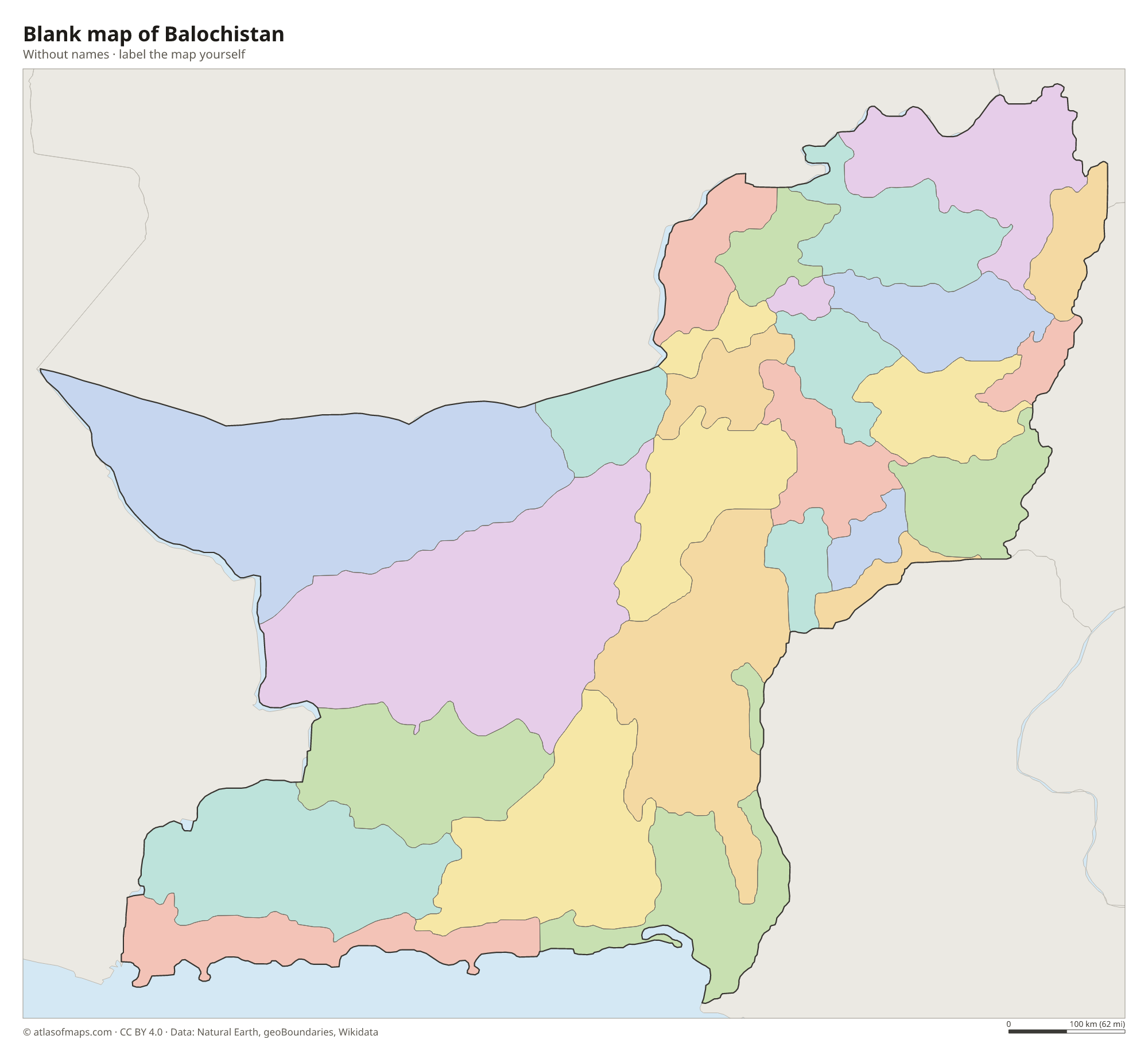 Blank map of Balochistan without names