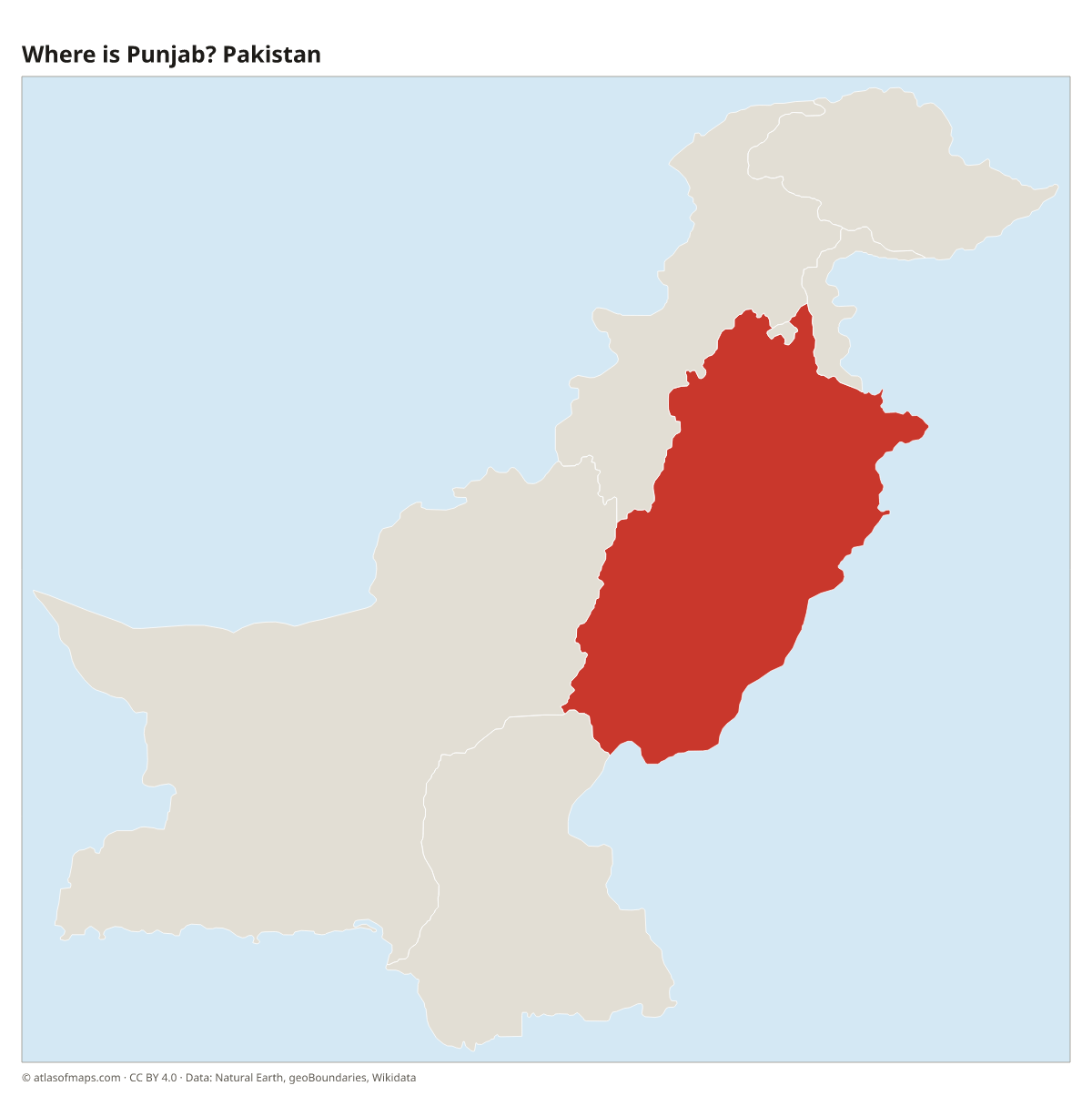 Location of Punjab in Pakistan