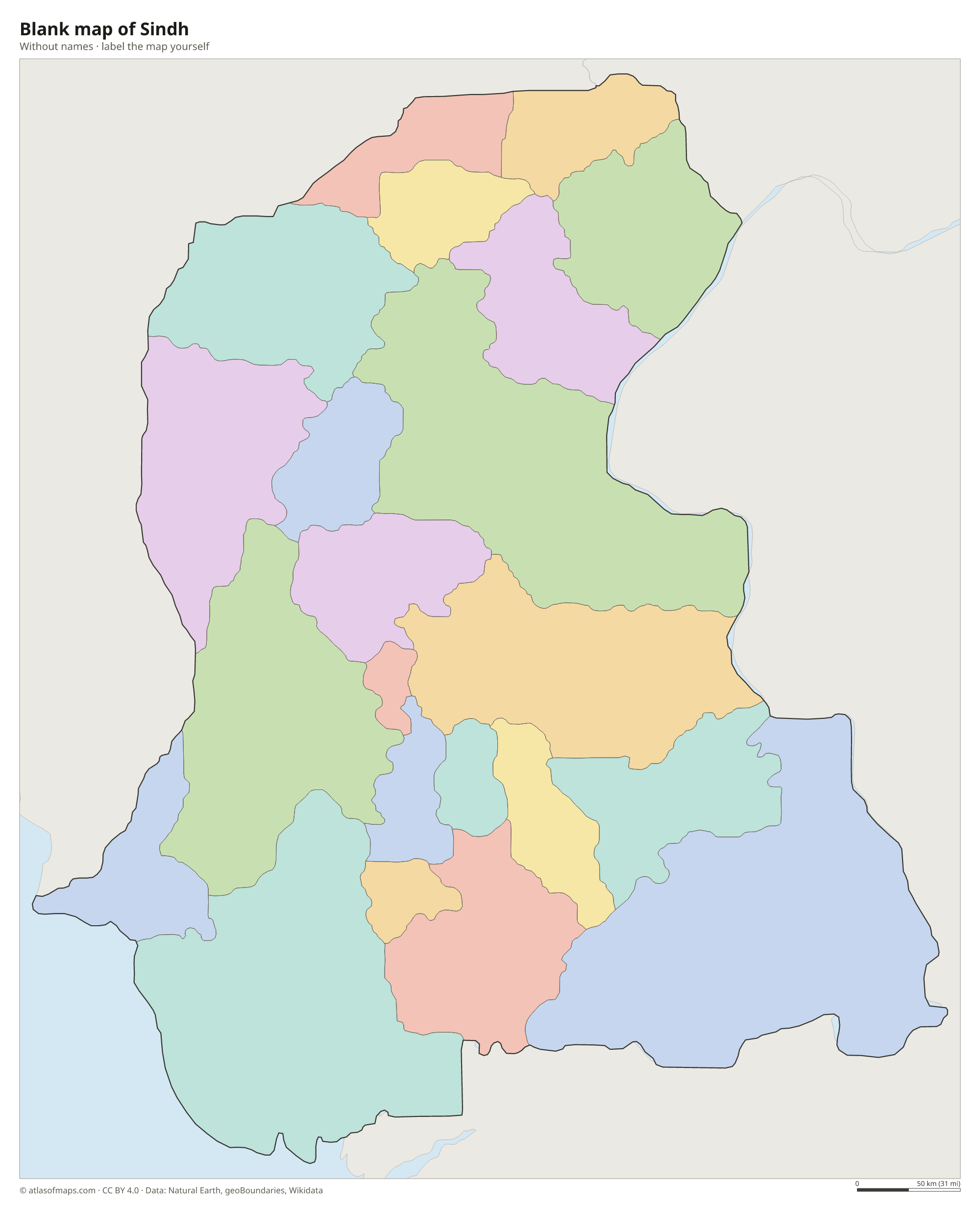 Blank map of Sindh without names