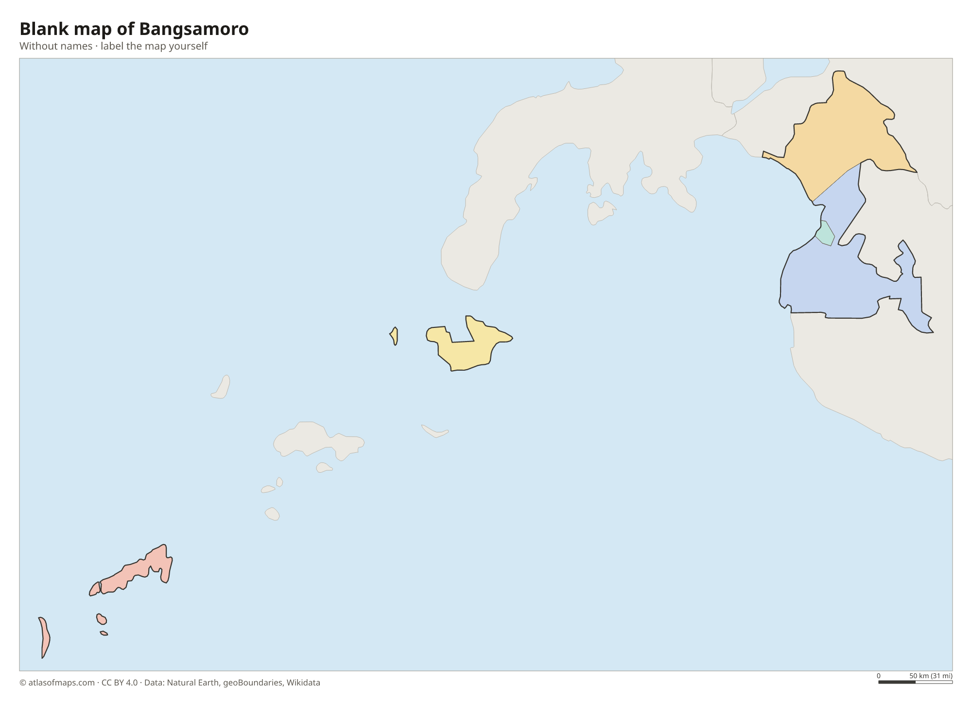 Blank map of Bangsamoro without names