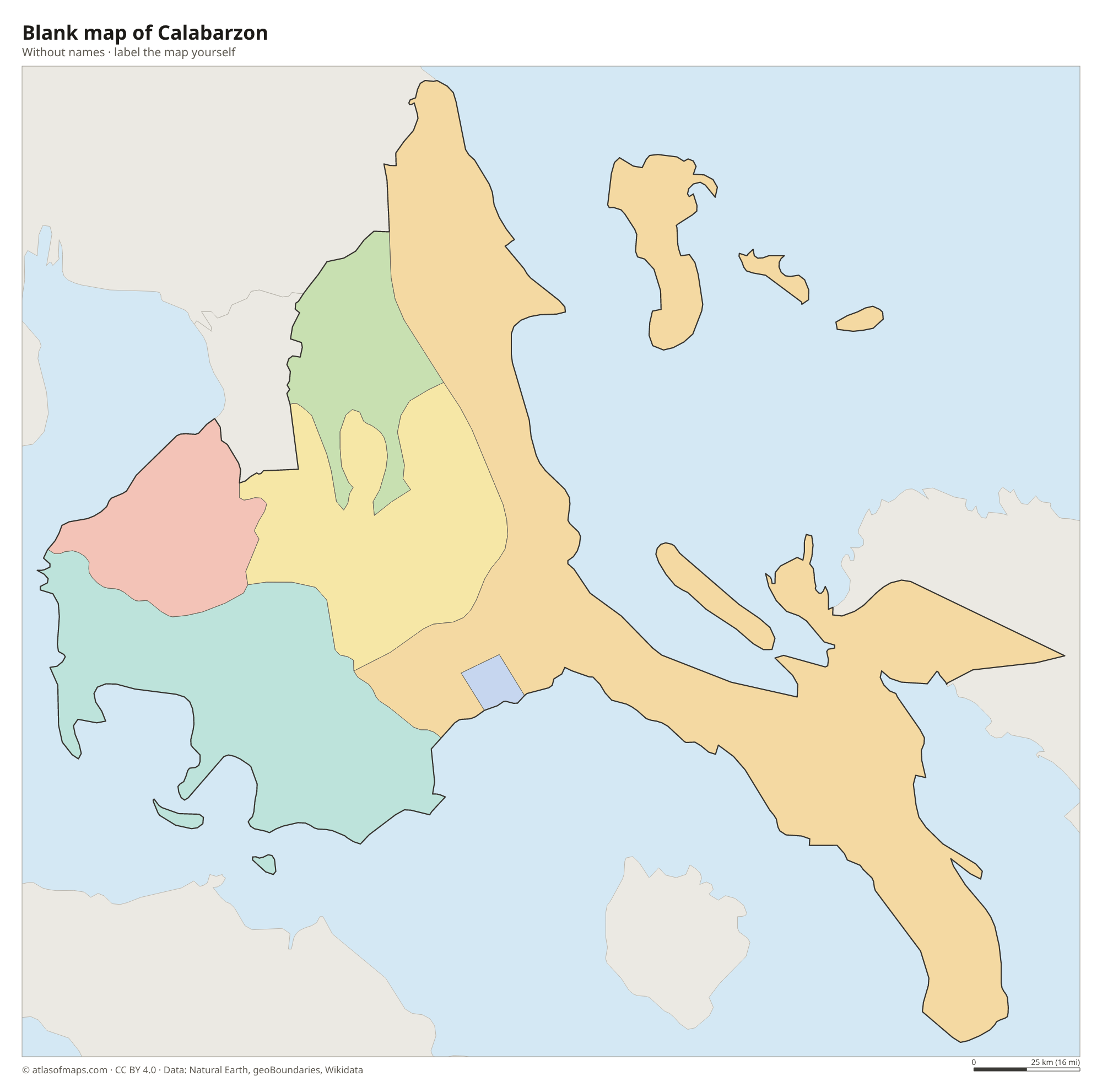 Blank map of Calabarzon without names