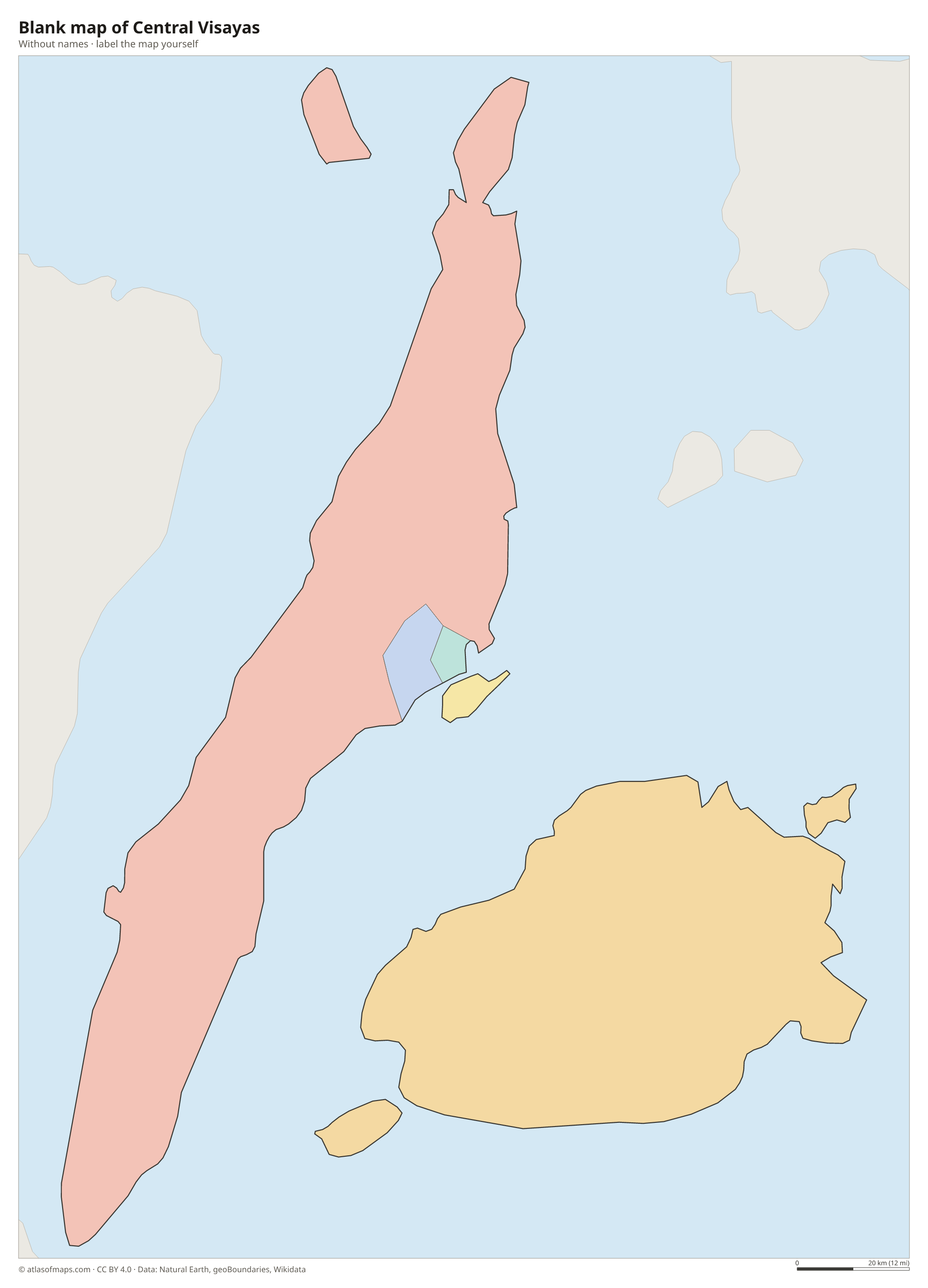 Blank map of Central Visayas without names
