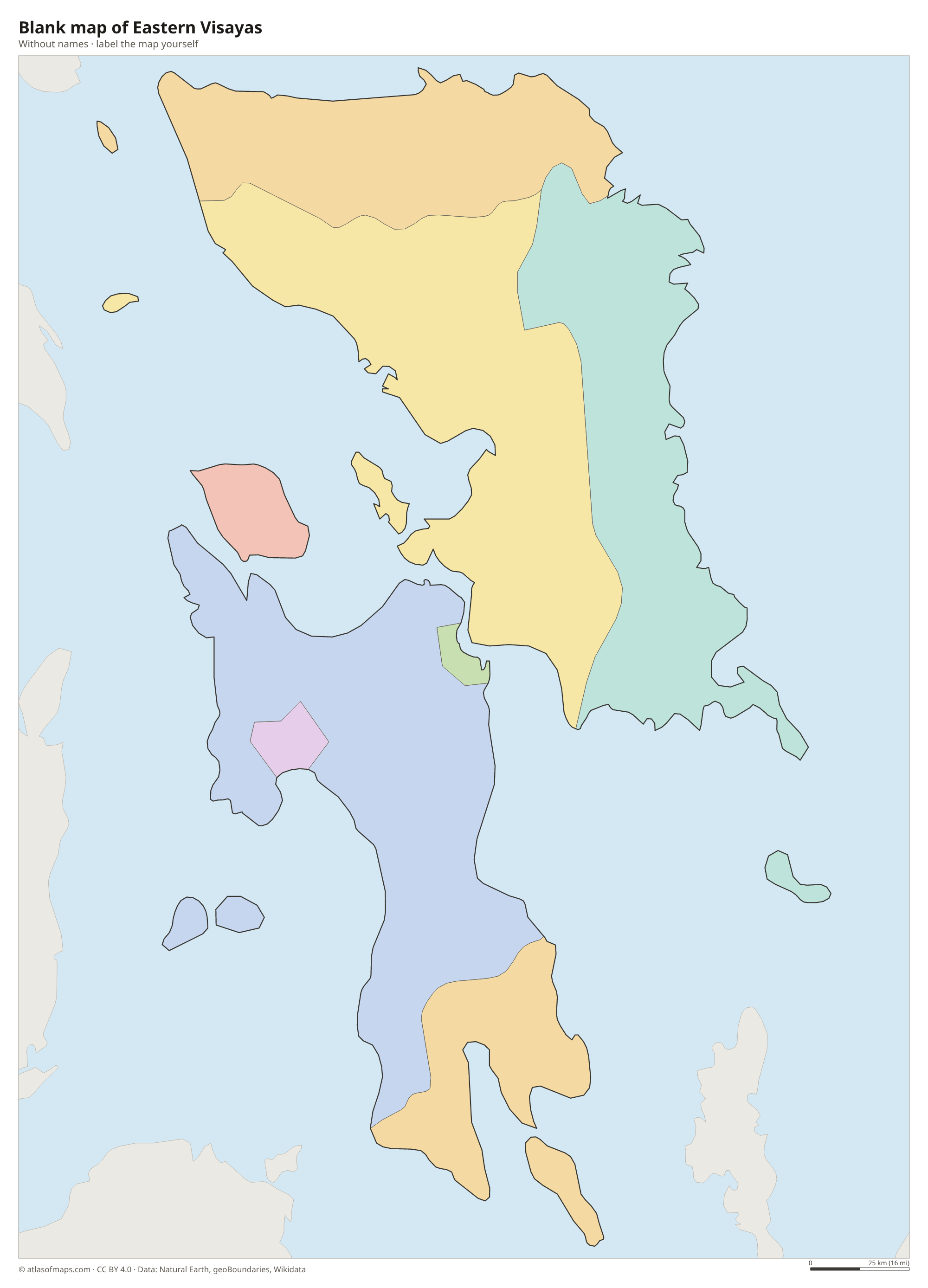 Blank map of Eastern Visayas without names