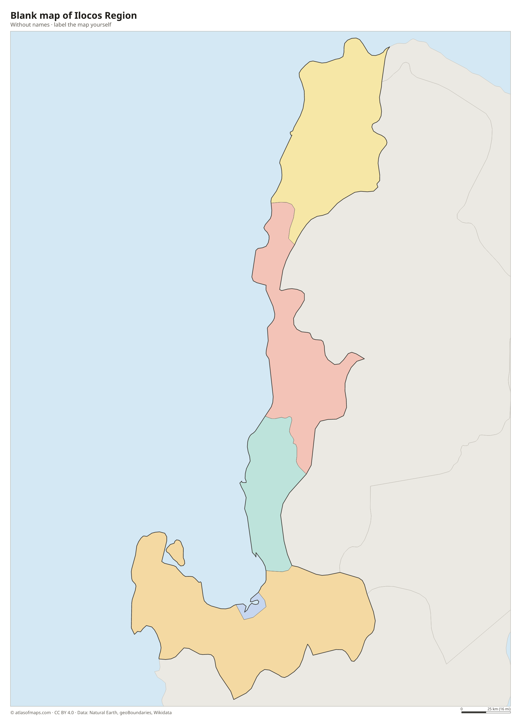 Blank map of Ilocos Region without names