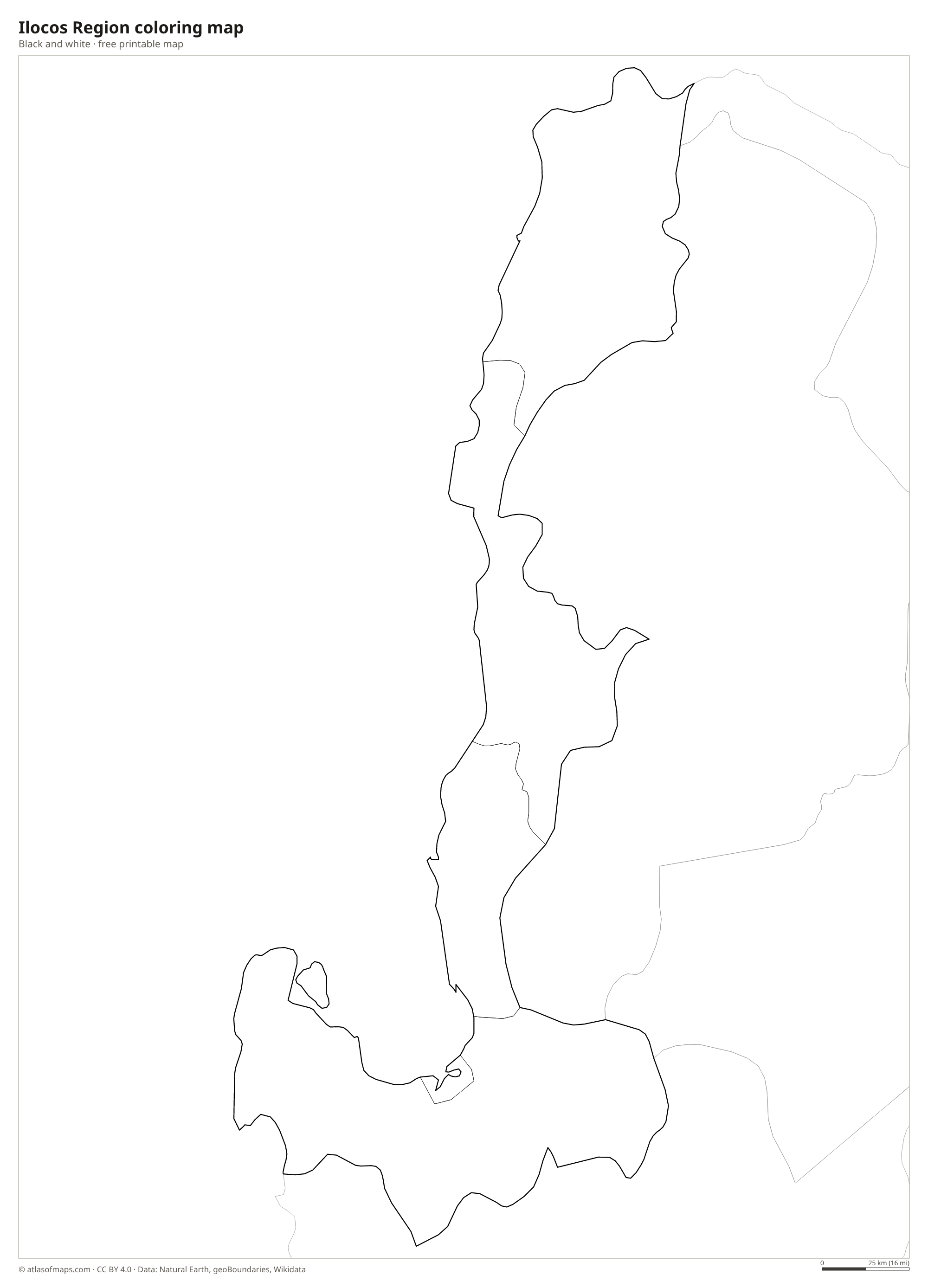 Black-and-white coloring map of Ilocos Region