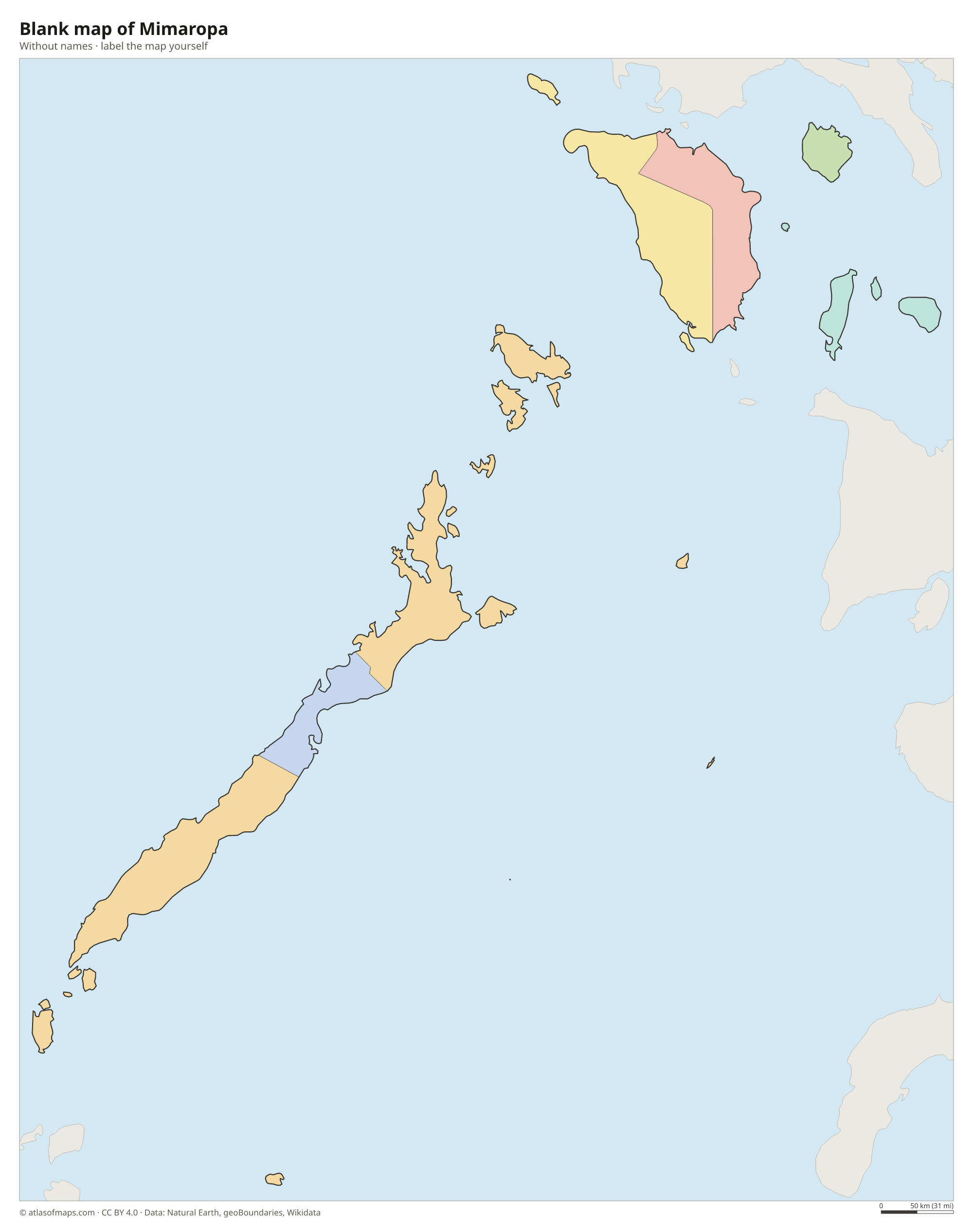 Blank map of Mimaropa without names