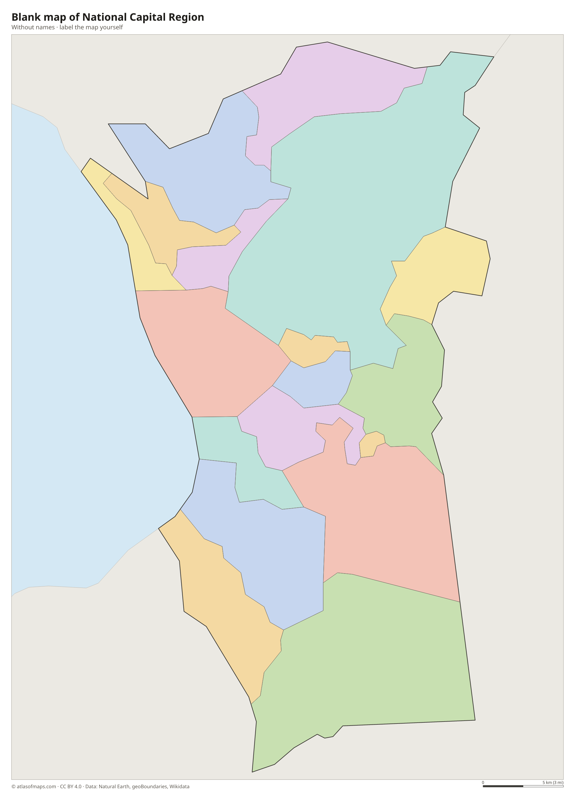 Blank map of National Capital Region without names