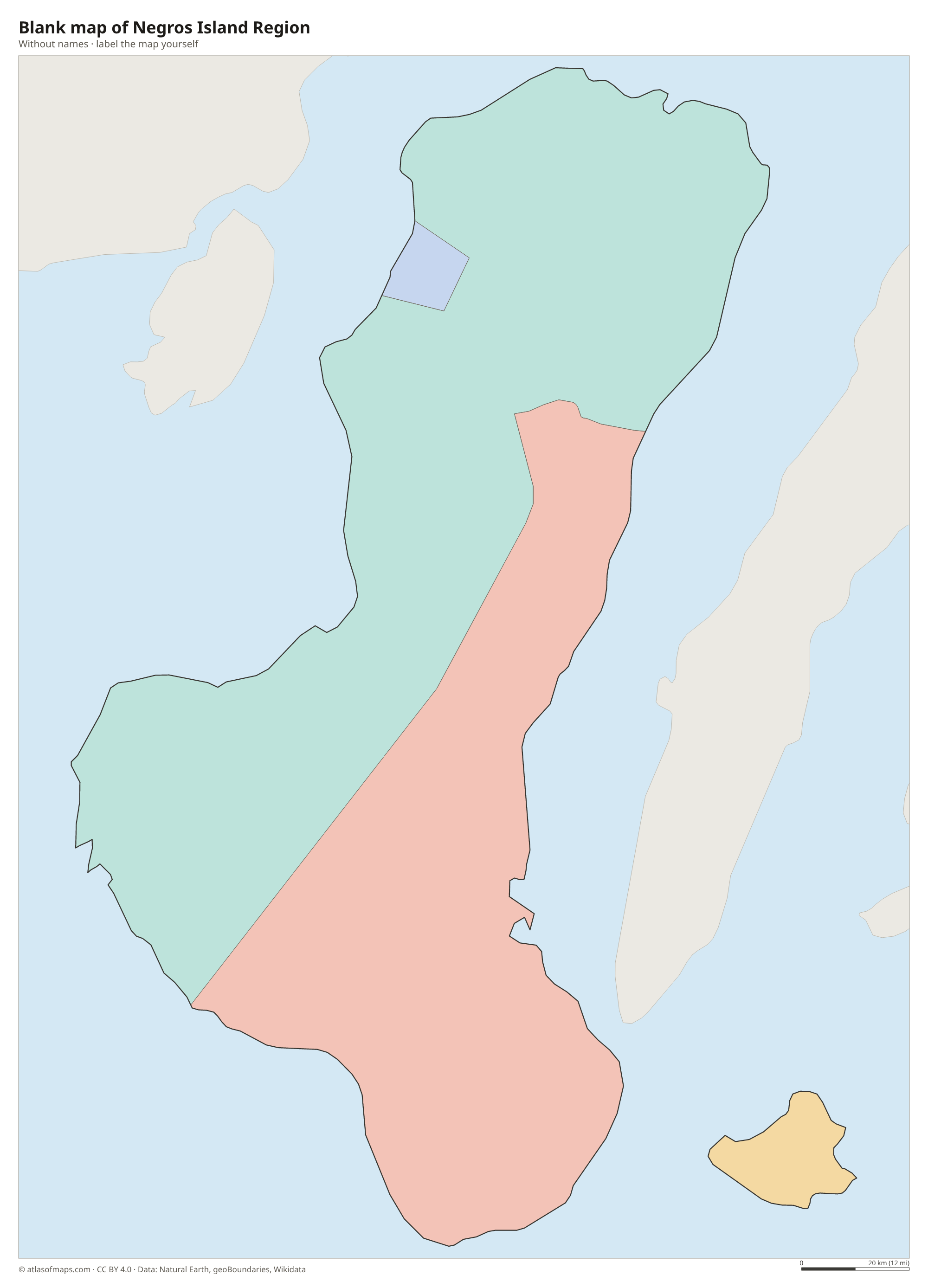 Blank map of Negros Island Region without names