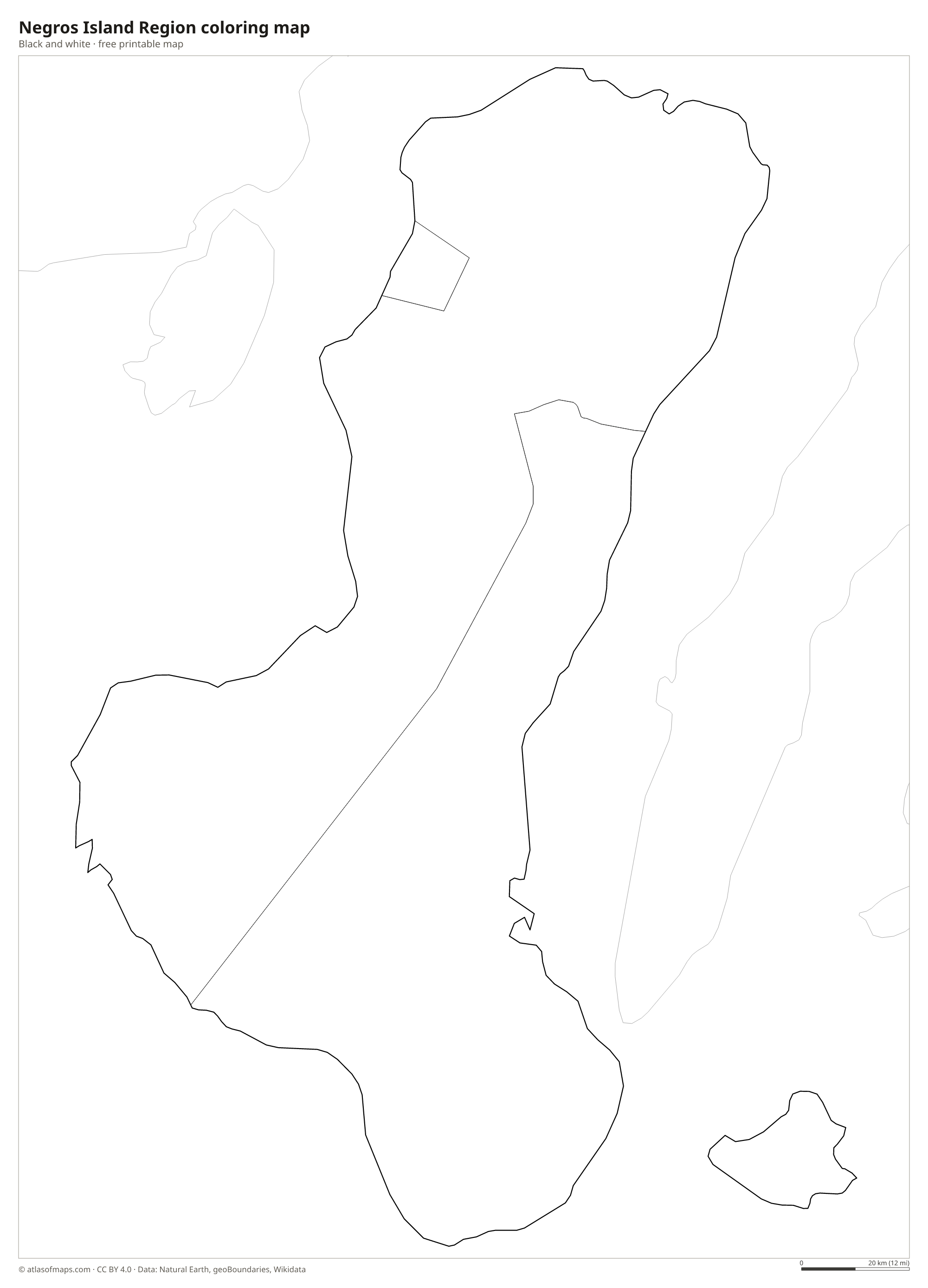 Black-and-white coloring map of Negros Island Region