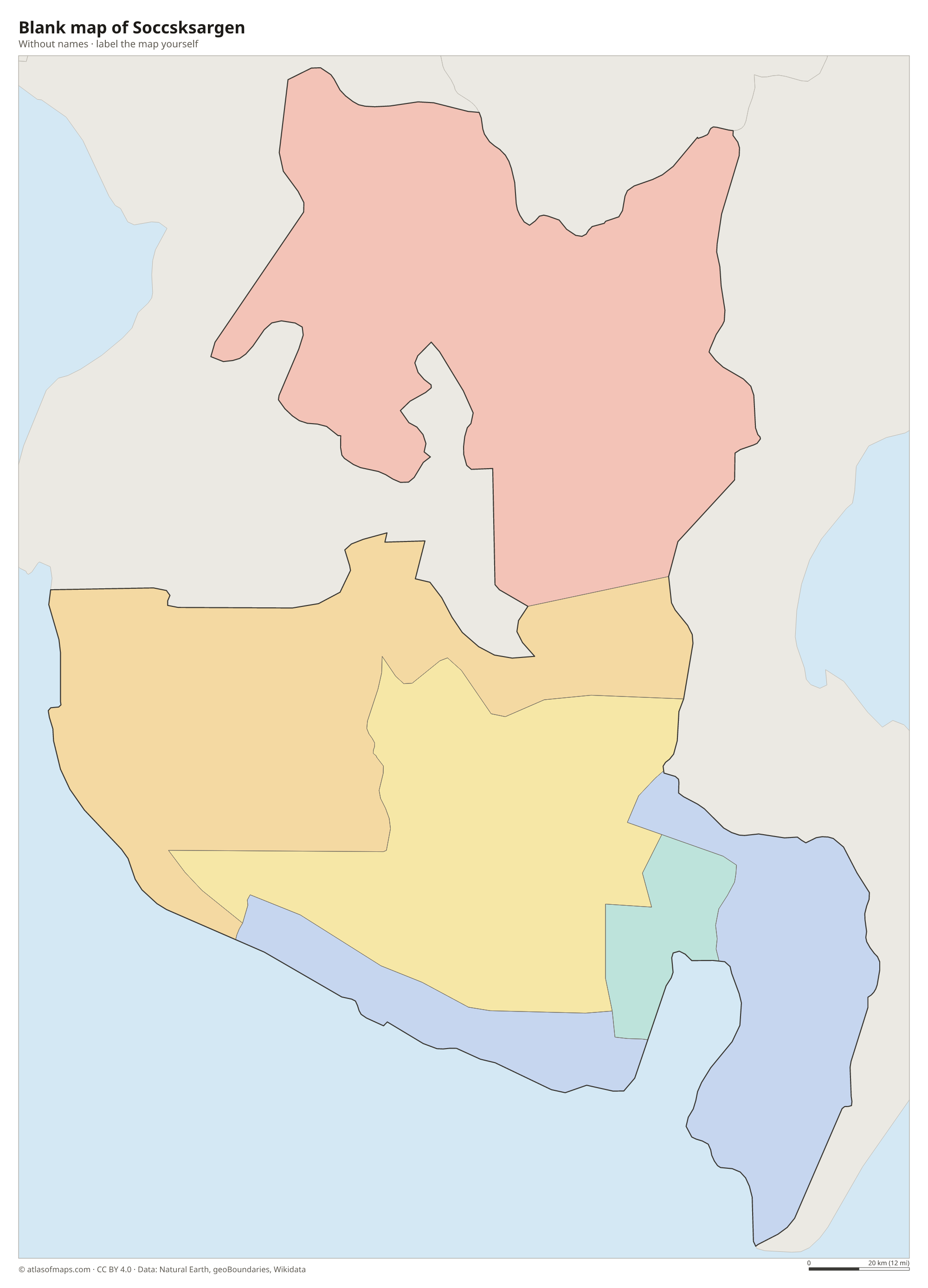 Blank map of Soccsksargen without names