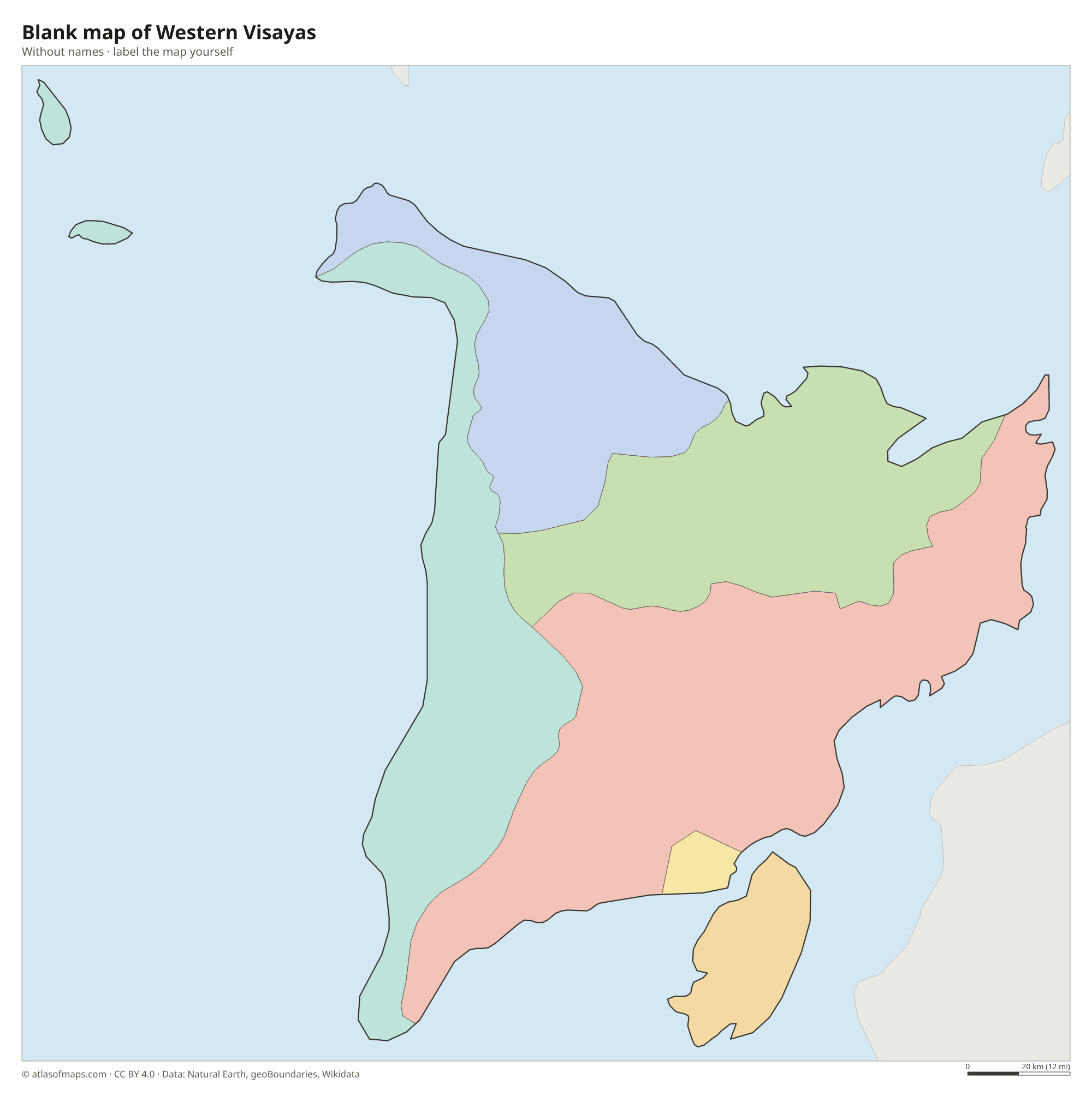 Blank map of Western Visayas without names