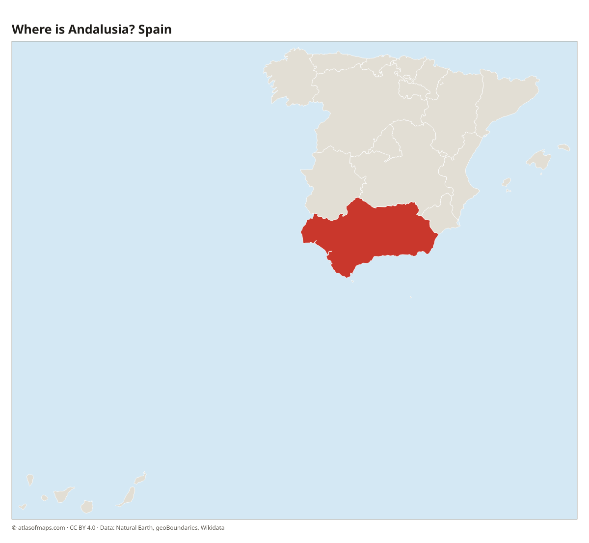 Location of Andalusia in Spain