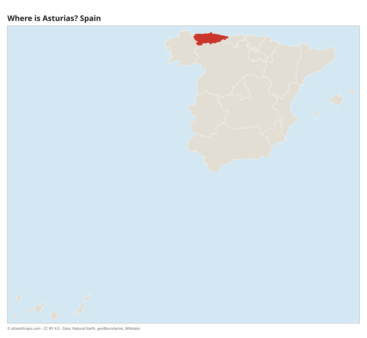 Location of Asturias in Spain
